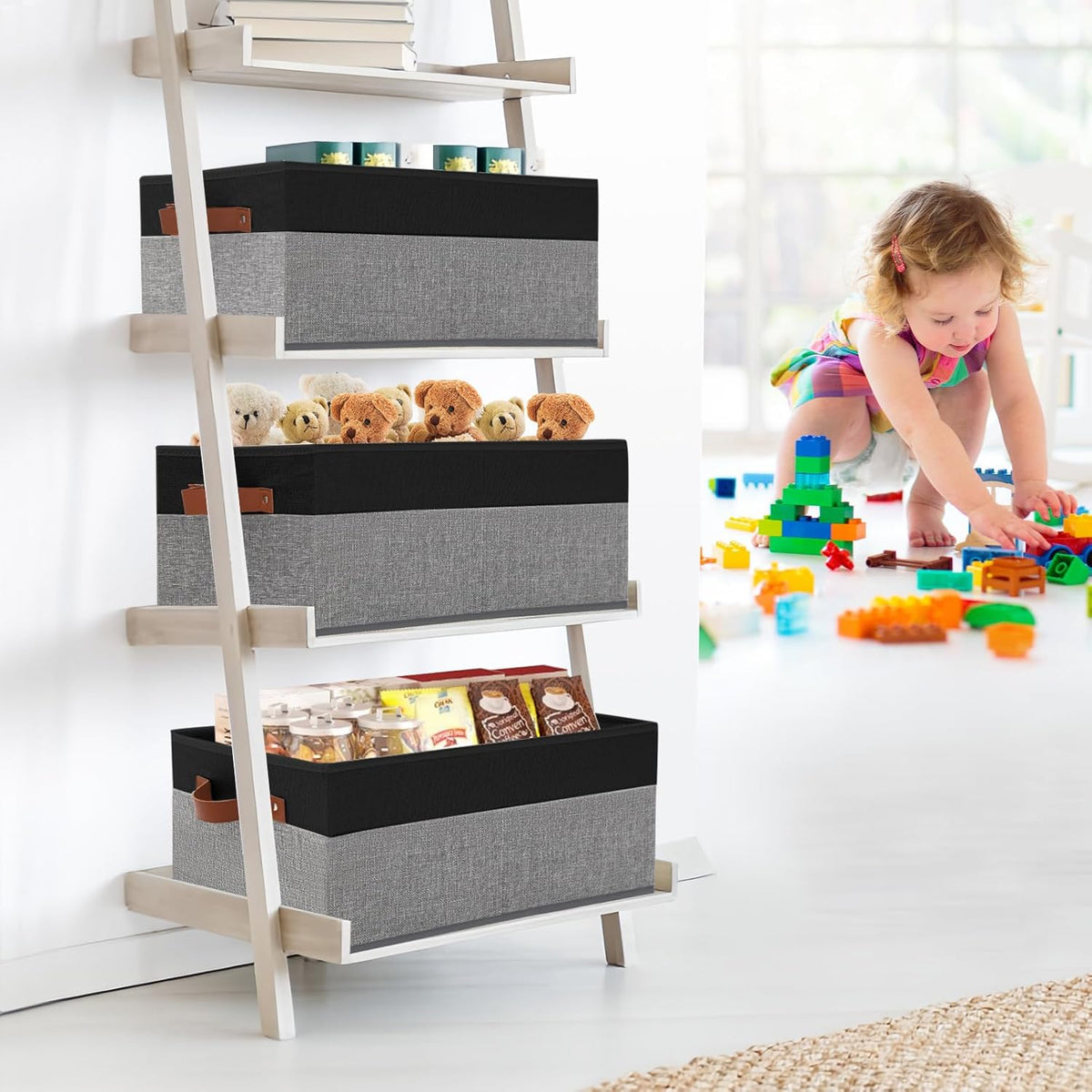 3 Pack Large Capacity Storage Bins Closet Organizer for Shelves, Fabric Closet Storage Baskets