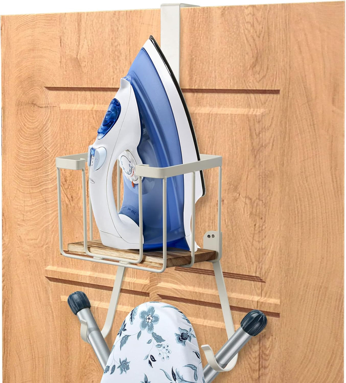 TJ.MOREE Over The Door/Wall Mount Ironing Board Hanger, Laundry Room Iron and Ironing Board Storage