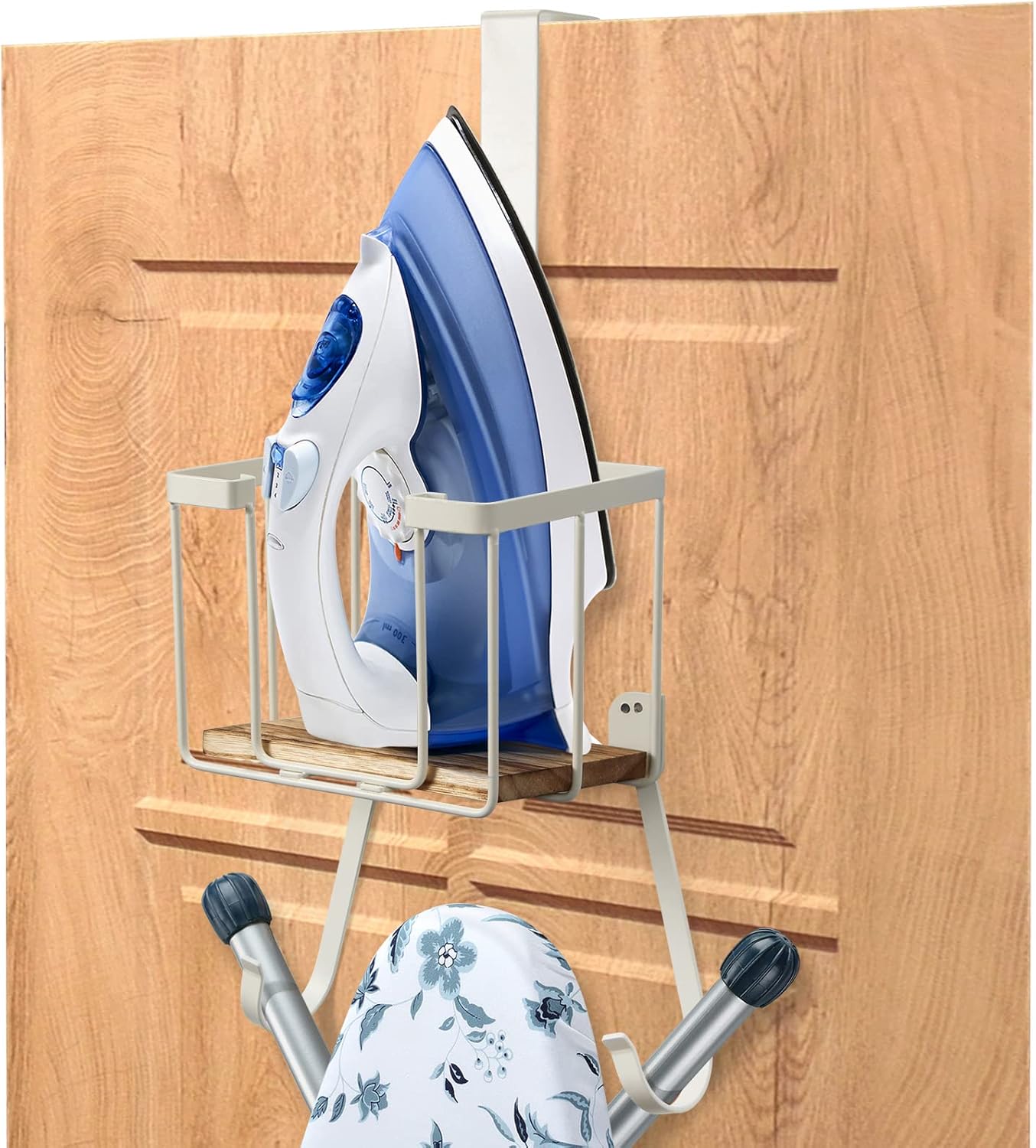 TJ.MOREE Over The Door/Wall Mount Ironing Board Hanger, Laundry Room Iron and Ironing Board Storage