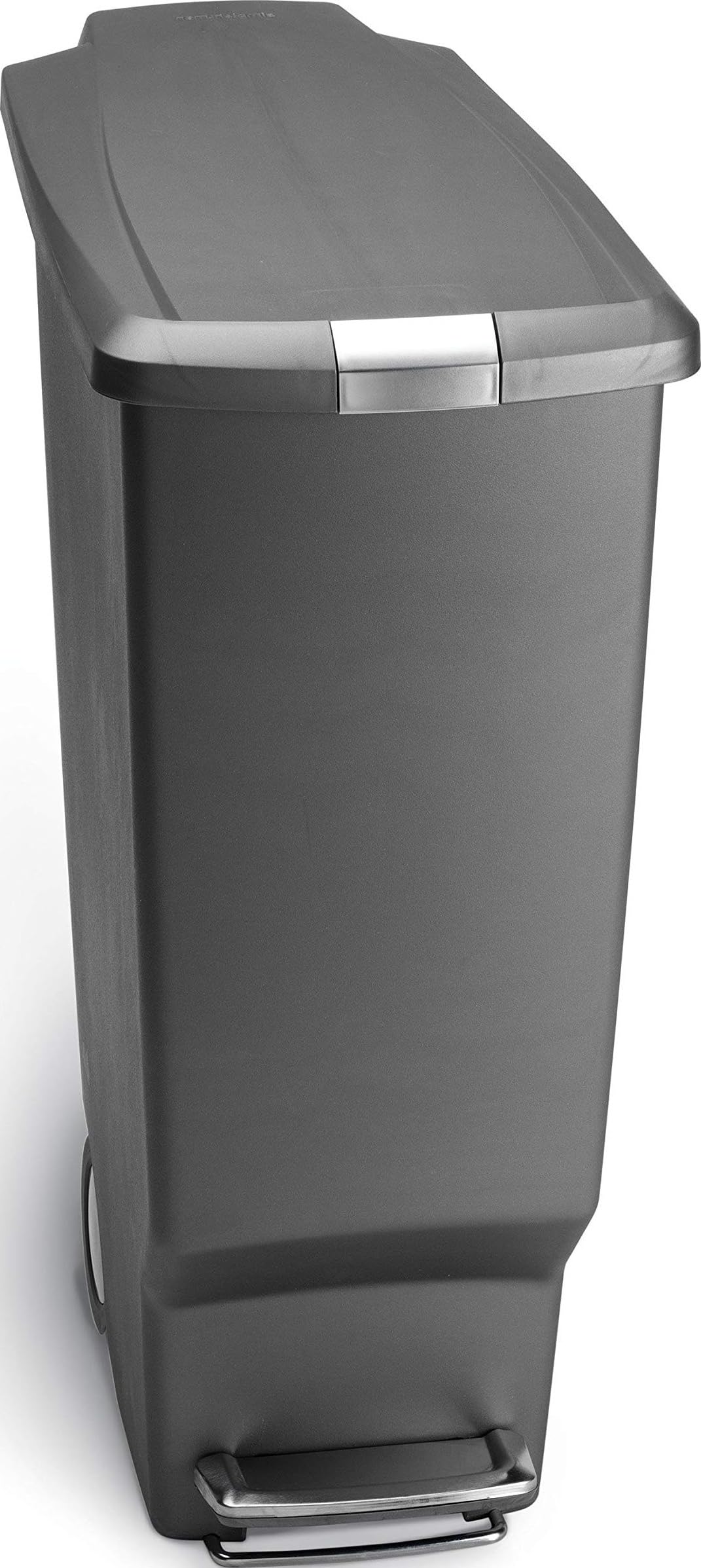 simplehuman 40 Liter / 10.6 Gallon Slim Kitchen Step Trash Can With Secure Slide Lock, Grey Plastic