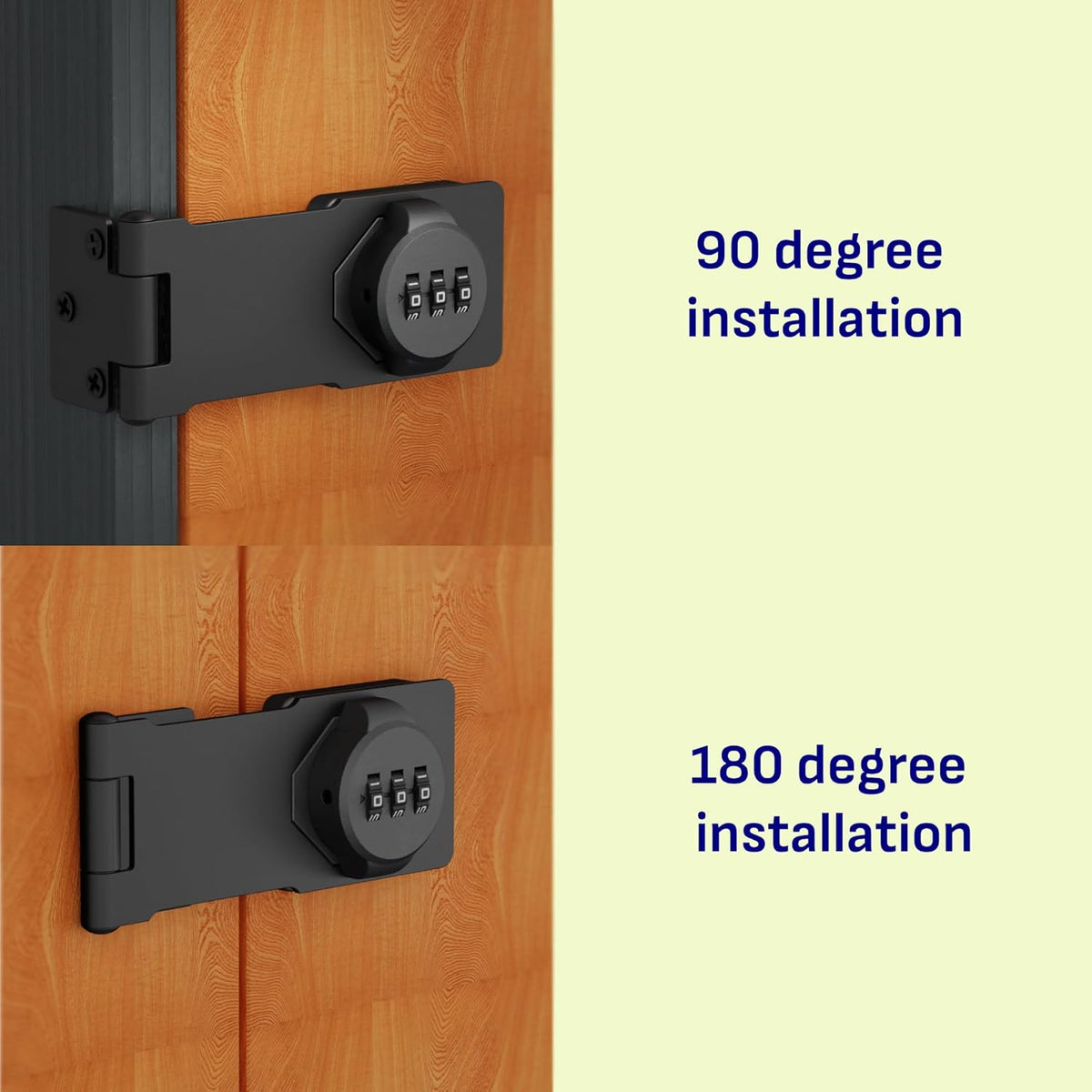 3-Digit Combination Lock, Black, Keyless, Zinc Alloy, Cabinet Door Latch, Easy DIY Installation