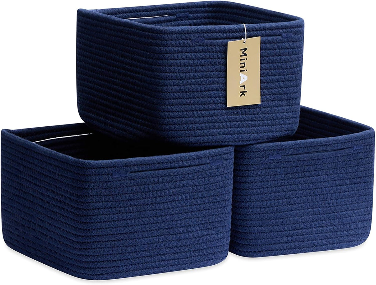 Small Organizing Baskets for Cubes Shelf, 9.7x9.7x7.1 Inch Rope Woven Storage Bins for Nursery