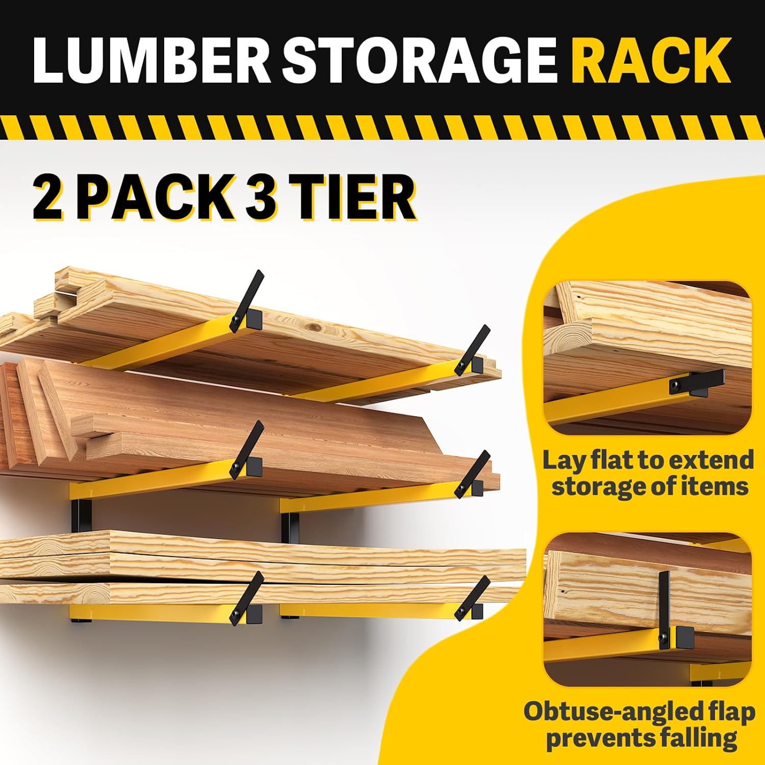 GREENER Lumber Storage Rack Folding Wood Storage Racks Wall-Mounted Metal Racks for Storage with
