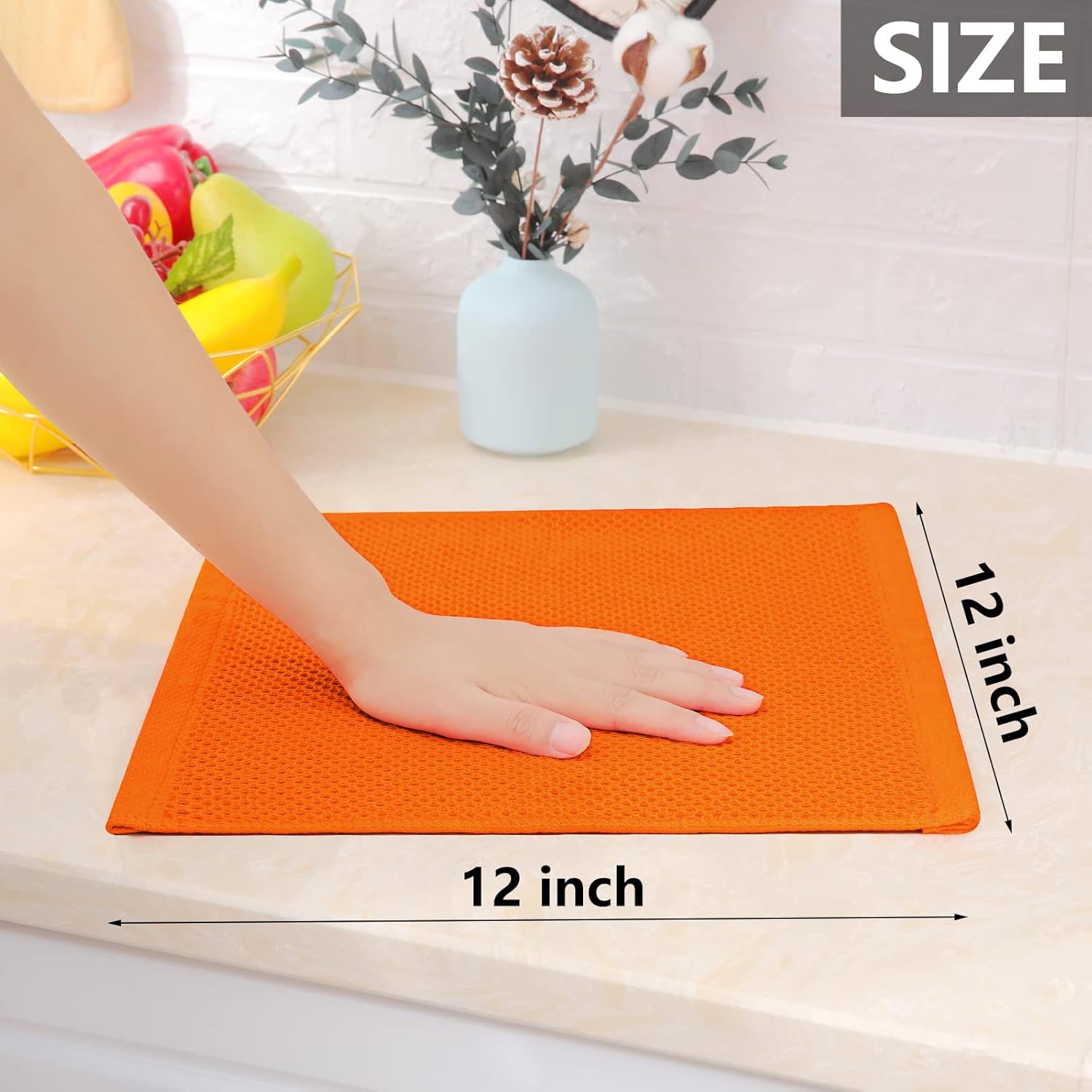 Homaxy 100% Cotton Waffle Weave Kitchen Dish Cloths, Ultra Soft Absorbent Quick Drying Dish Towels