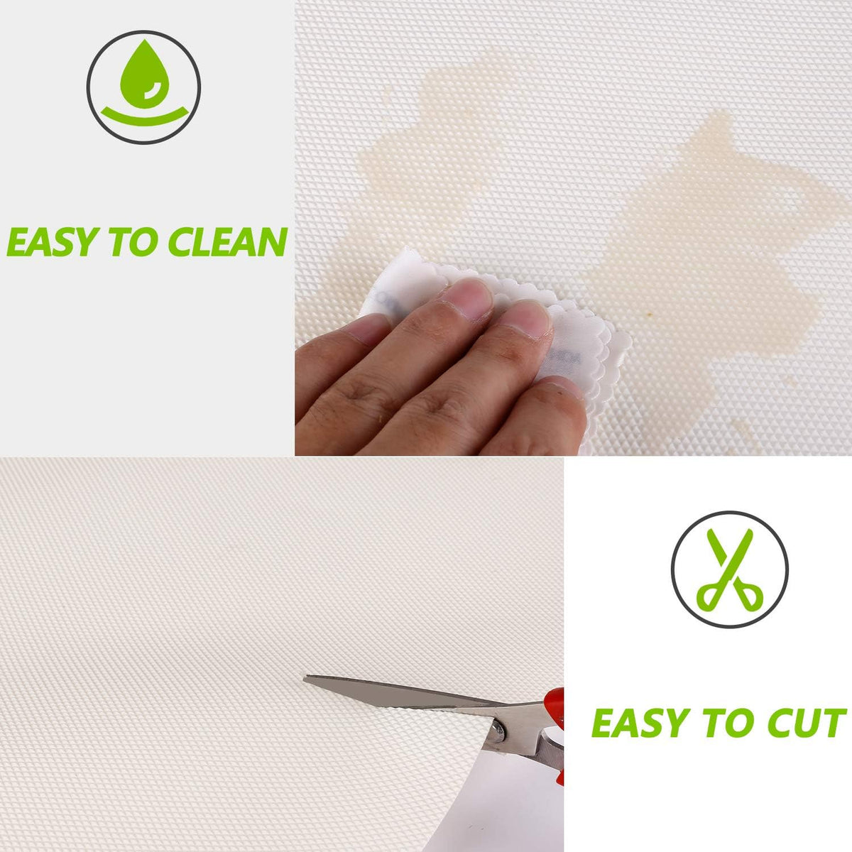 Kitchen Shelf Liner Drawer Liners, Non-Adhesive Refrigerator Liners Waterproof Fridge Mats with