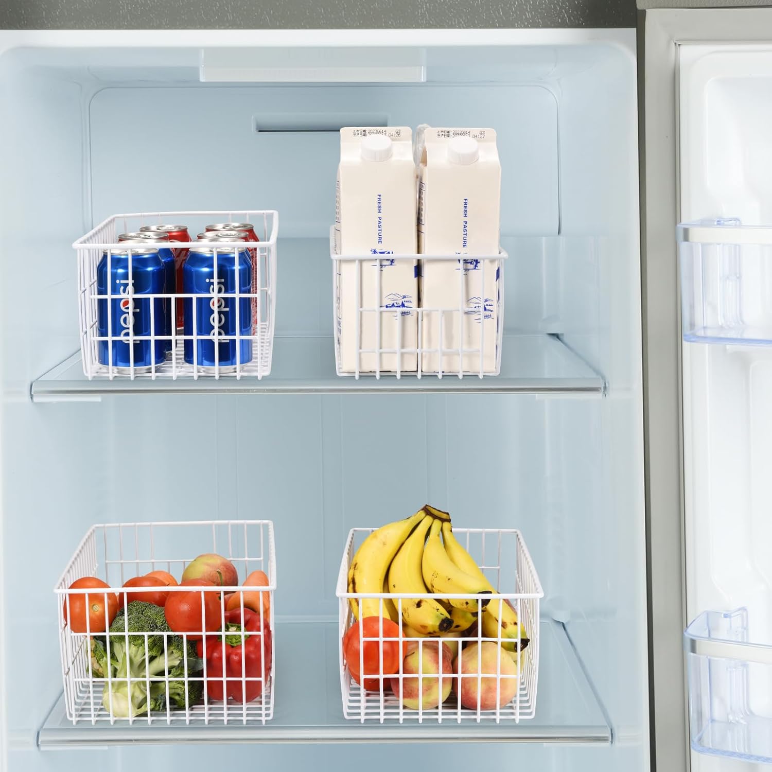 Orgneas Freezer Organizer Bins, Vertical Sides Wire Freezer Baskets for Upright Freezer, Chest