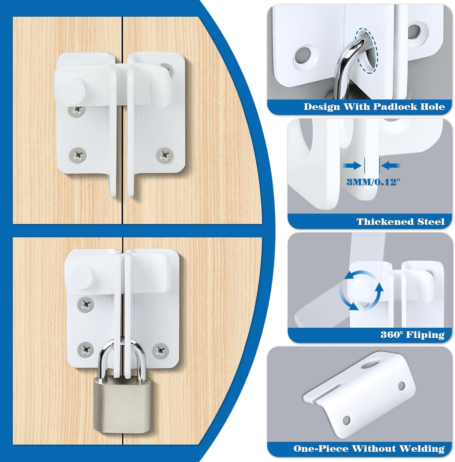 Alise Flip Latch,Gate Latches Slide Bolt Latch Safety Door Lock Catch for Barn Cabinet Pet Cage