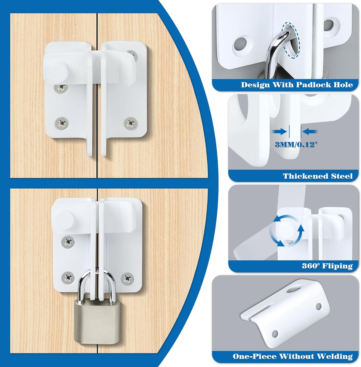 Alise Flip Latch,Gate Latches Slide Bolt Latch Safety Door Lock Catch for Barn Cabinet Pet Cage