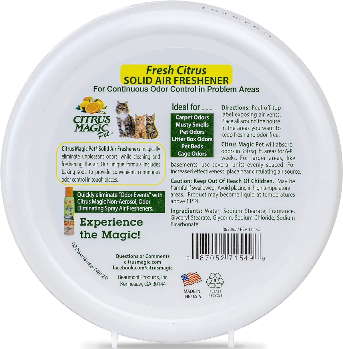 Citrus Magic Pet Odor Absorbing Solid Air Freshener for Home, Air Purifier, Fresh Citrus, Must have
