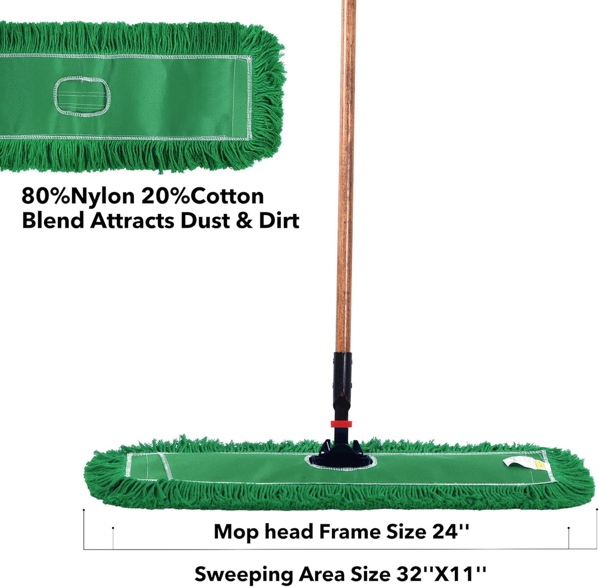 Matthew Cleaning 24'' Industrial Strength Cotton Dust Mop Refill Washable Replacement Heads for