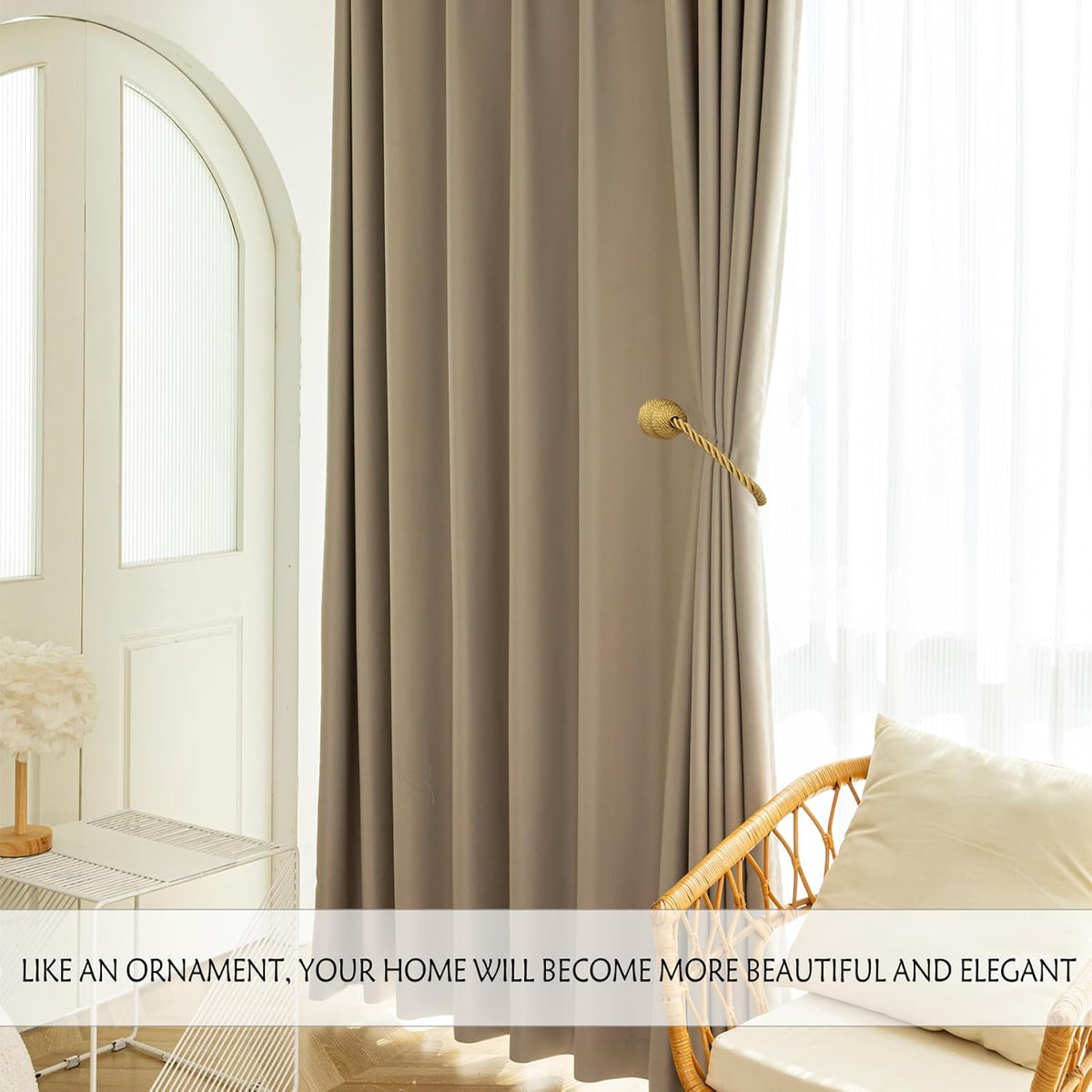 Magnetic Curtain Tiebacks Rope Curtain Tie Backs for Curtains 6 Pack Curtain Holders for Drapes