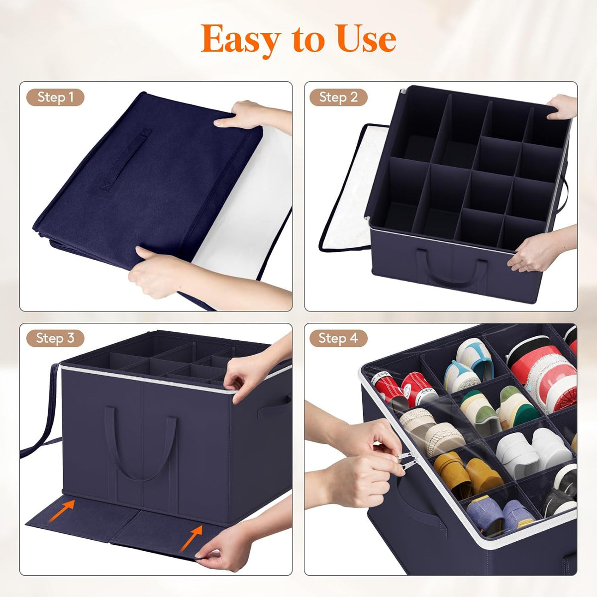 Lifewit Shoe Storage Organizer for Closet Fits 12-16 Pairs, Fabric Large Shoe Box Storage