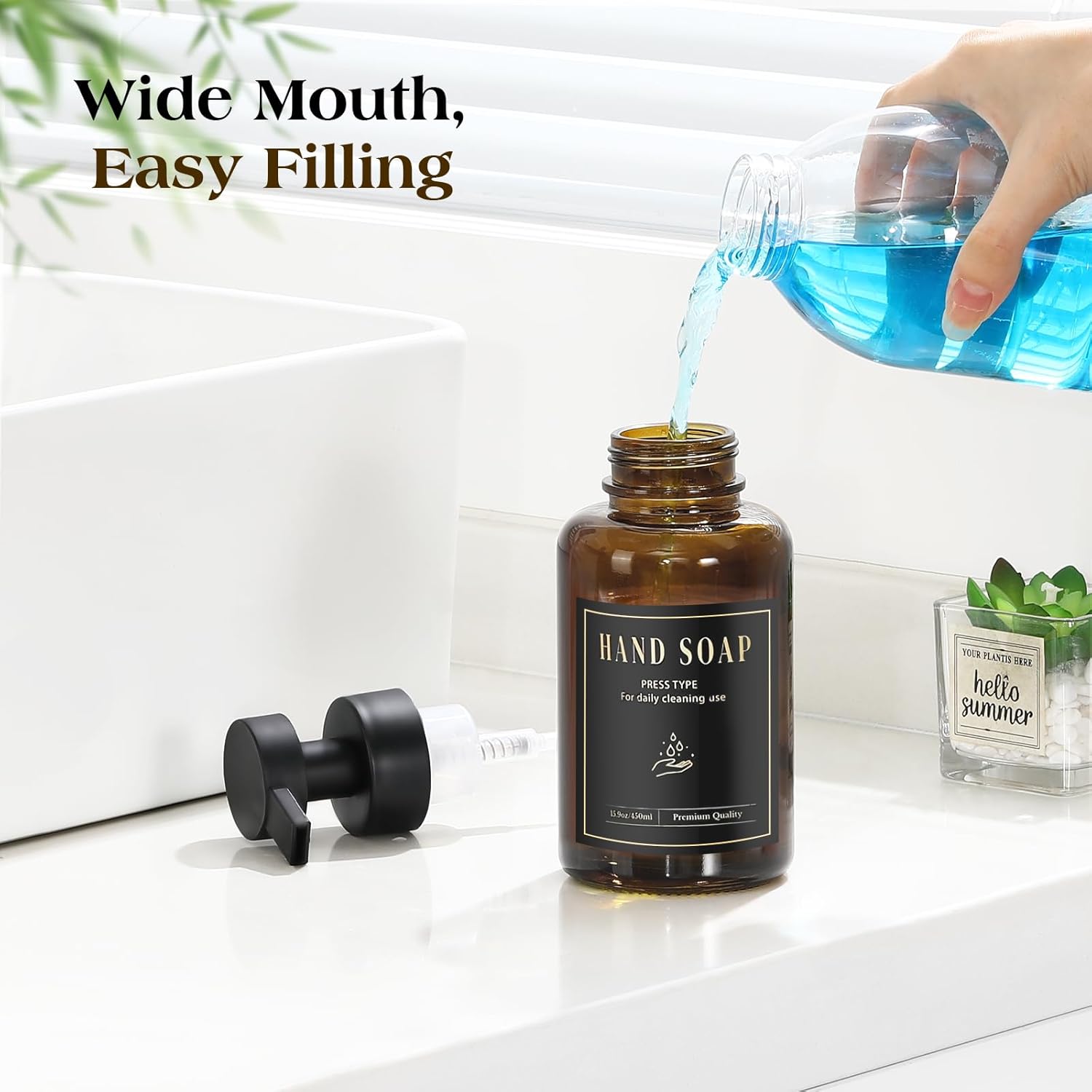 Luxspire Foaming Soap Dispenser, Glass Foam Pump Soap Dispenser, Non-Slip Silicone Sleeve & 5