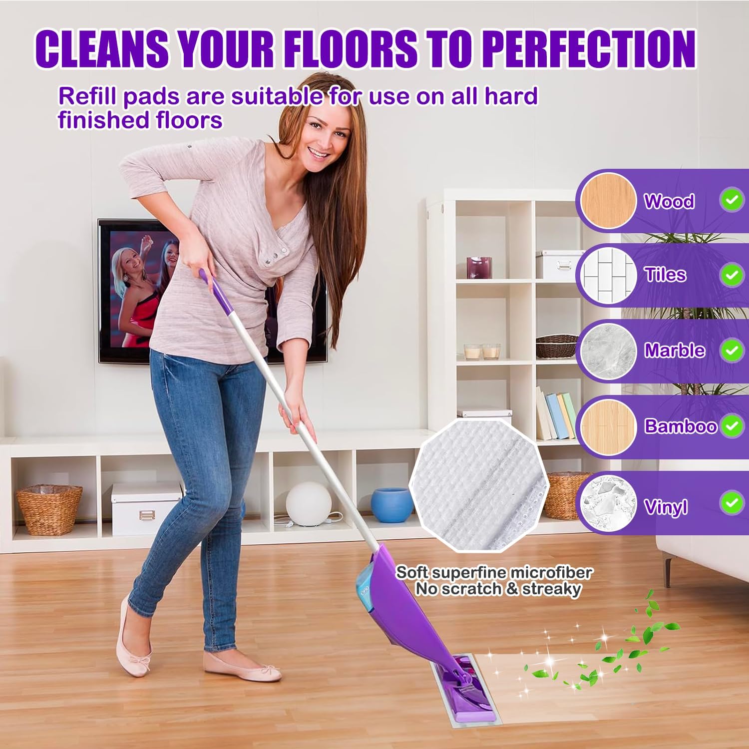Mop Pad Refills Compatible with Swiffer WetJet Spray Mop, Wet Jet Mopping Pads for All Purpose