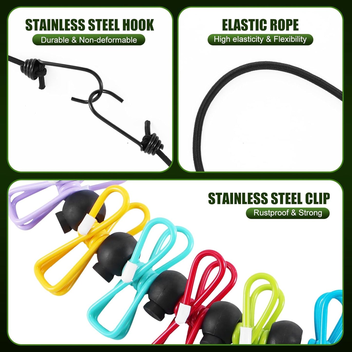 2 Pack Camping Clothesline Portable 12 Clothespins, Camping Accessories Travel Clothesline for