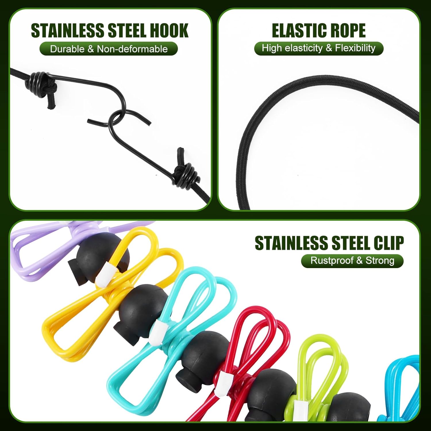 2 Pack Camping Clothesline Portable 12 Clothespins, Camping Accessories Travel Clothesline for
