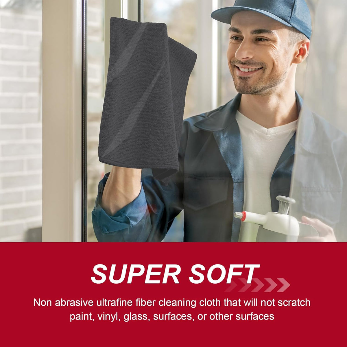 200 Pcs Microfiber Cleaning Cloth 16x16 Inch Microfiber Towels for Car Ultra Absorbent Cleaning