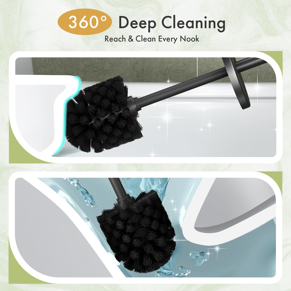Bathway Toilet Bowl Brush and Holder Set 2 Pack with 4 Extra Brush Heads (Black) – view 4