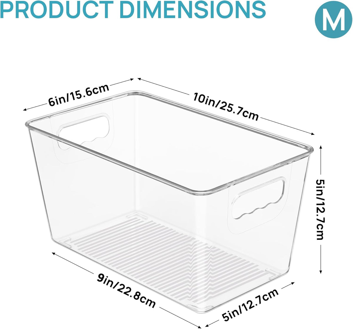 Vtopmart Clear Plastic Storage Bins, 6 PCS Pantry Organizer Bins with Handle for Refrigerator
