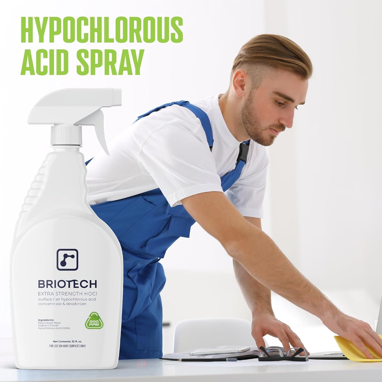 BRIOTECH Extra Strength HOCl Cleaner, 500 PPM Hypochlorous Acid Concentrate, ULV Foggers &
