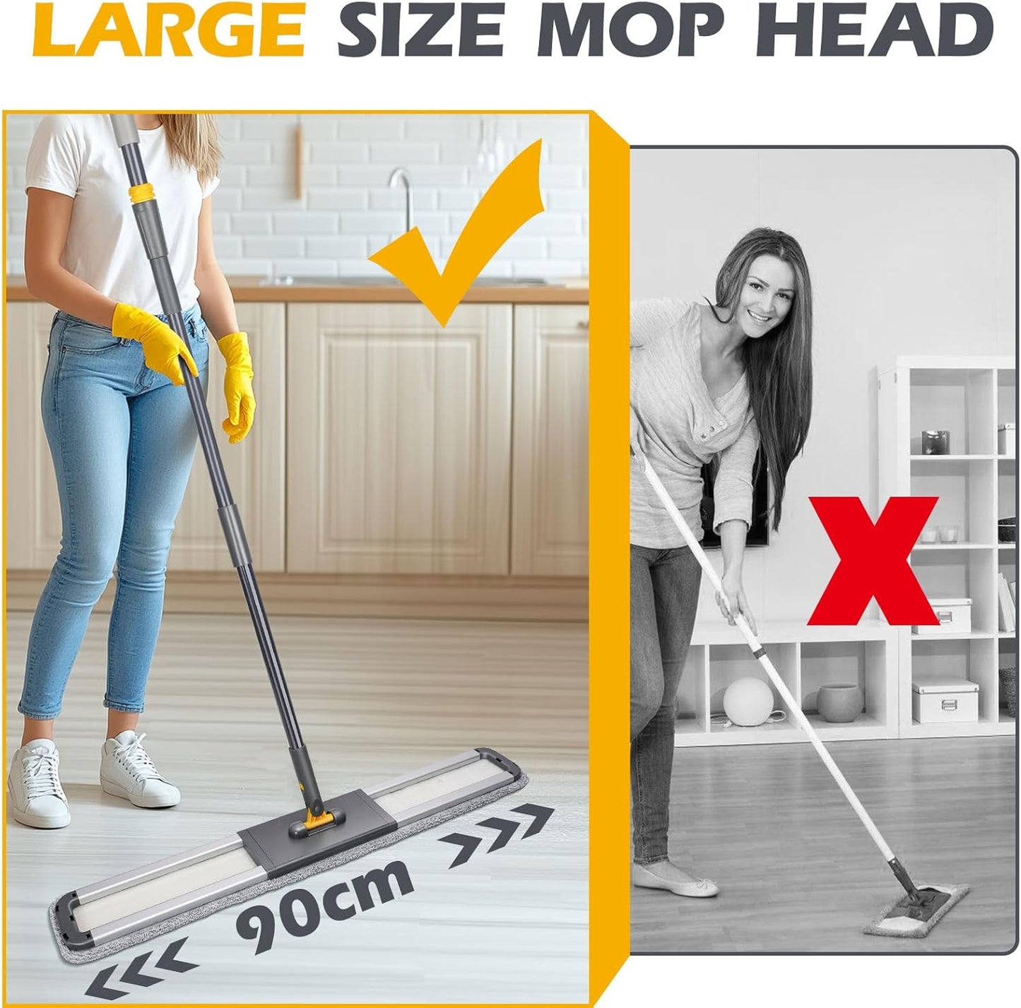 MASTERTOP Commercial Mop, 36'' Large Dust Mop,Heavy Duty Industrial Push Mops with 3 Reusable
