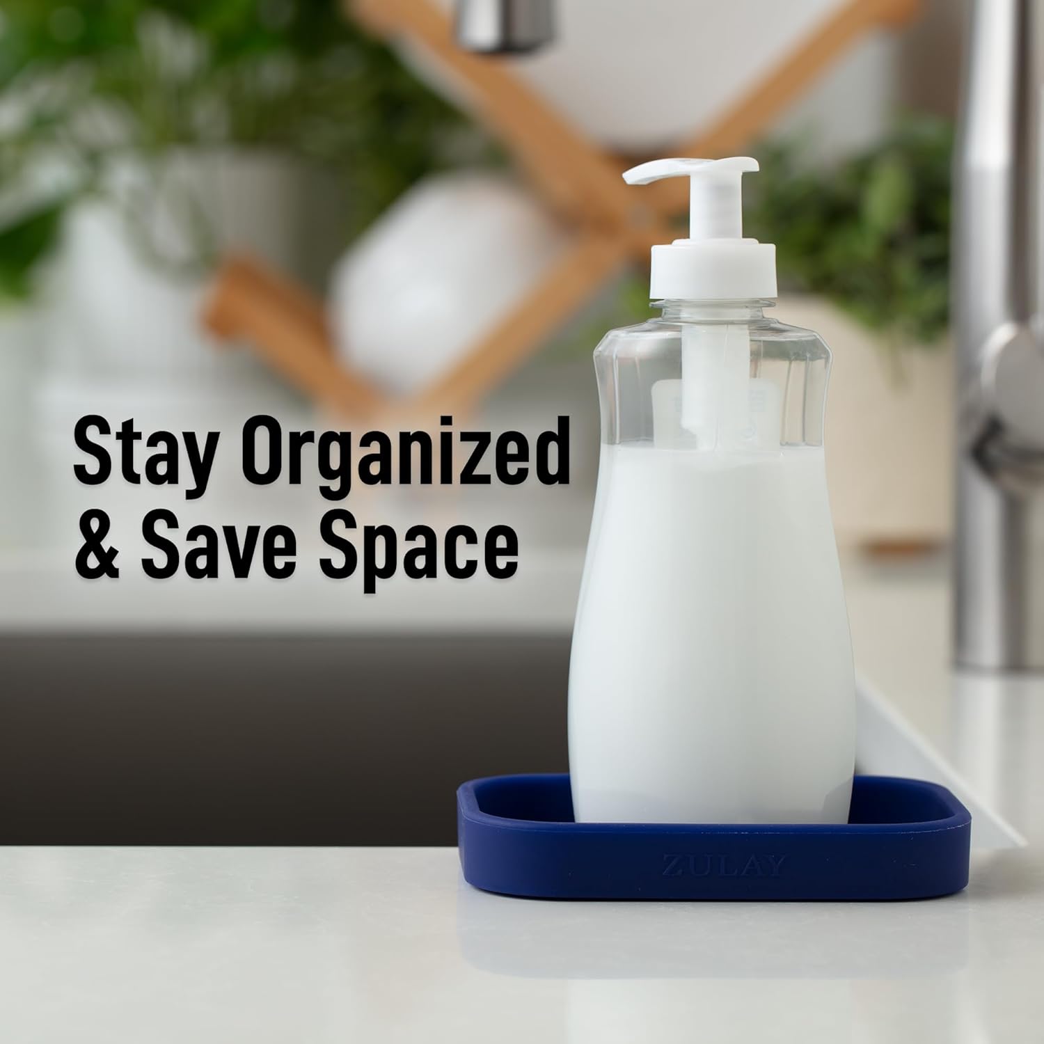 Zulay Kitchen Small Silicone Sponge Holder (4.9x3.3”) – Space-Saving Sink Organizer Tray for