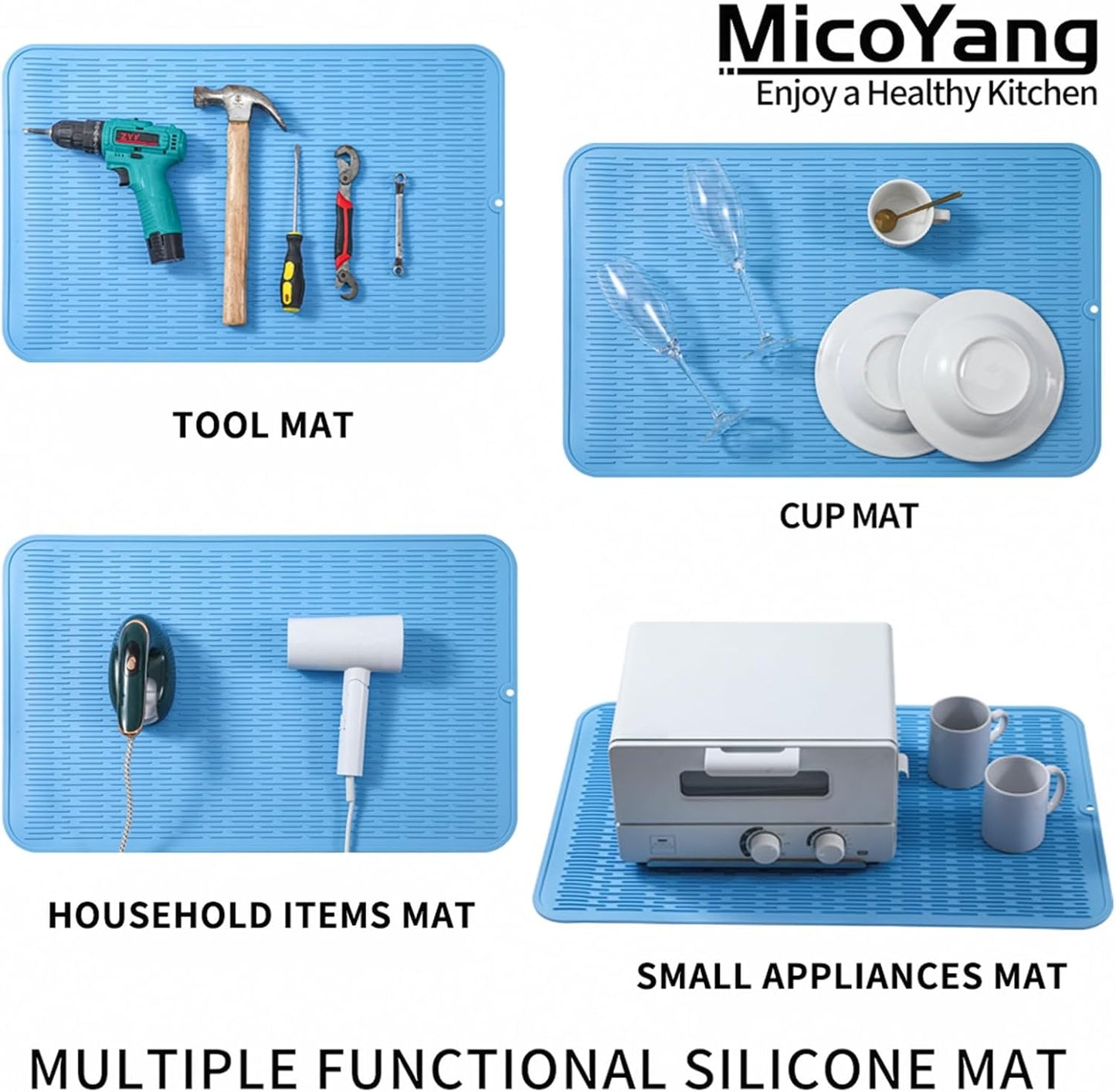 Silicone Dish Drying Mat for Multiple Usage,Easy clean,Eco-friendly,Heat-resistant Silicone Mat for