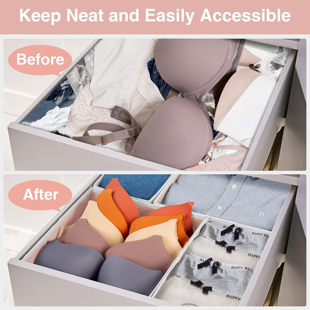 8 Pack Underwear Drawer Organizer, Drawer Organizer Clothes, Foldable Cloth Storage Box Closet