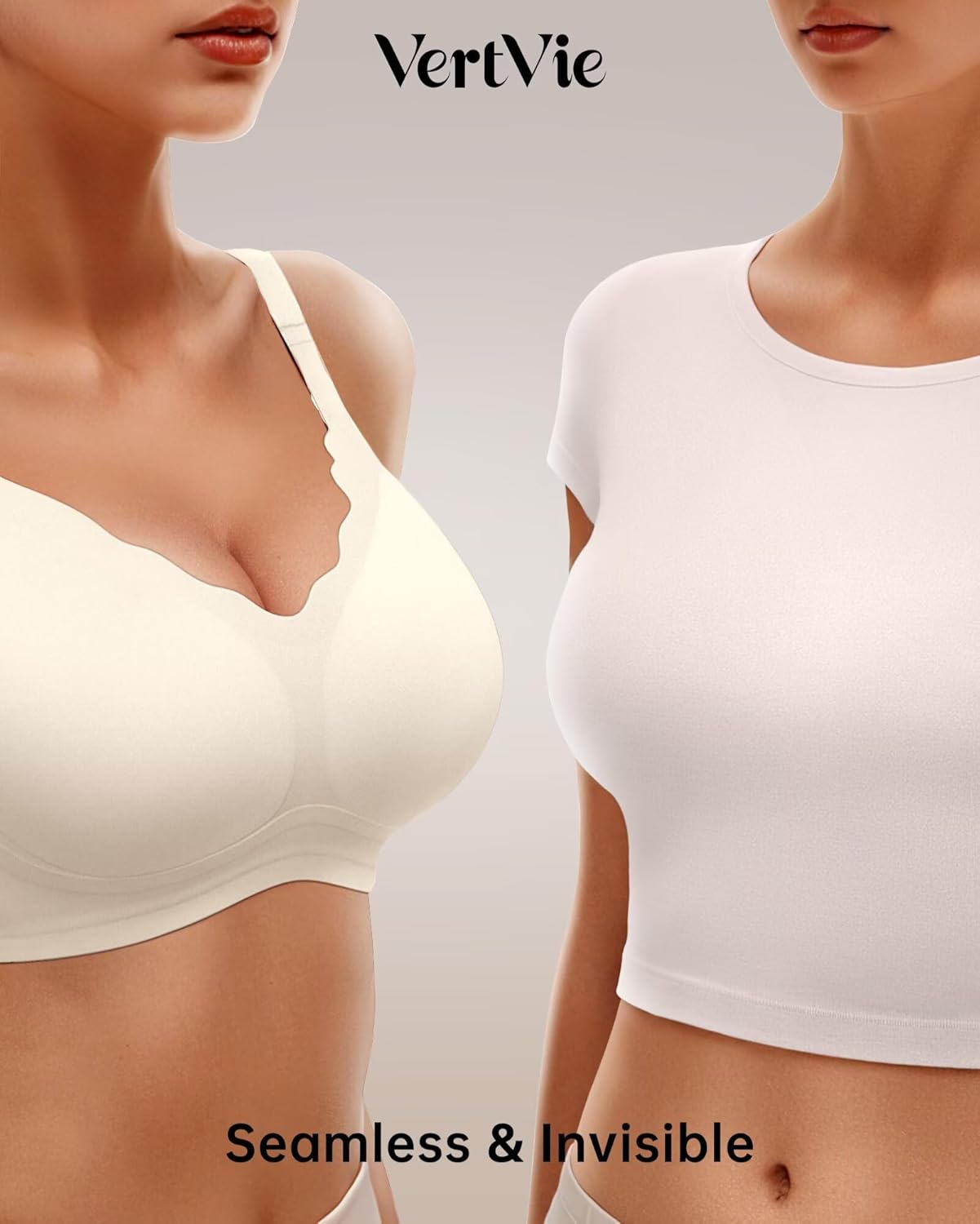 Vertvie Womens Seamless Bras No Underwire Supportive Wireless Push Up Full Coverage Bralette