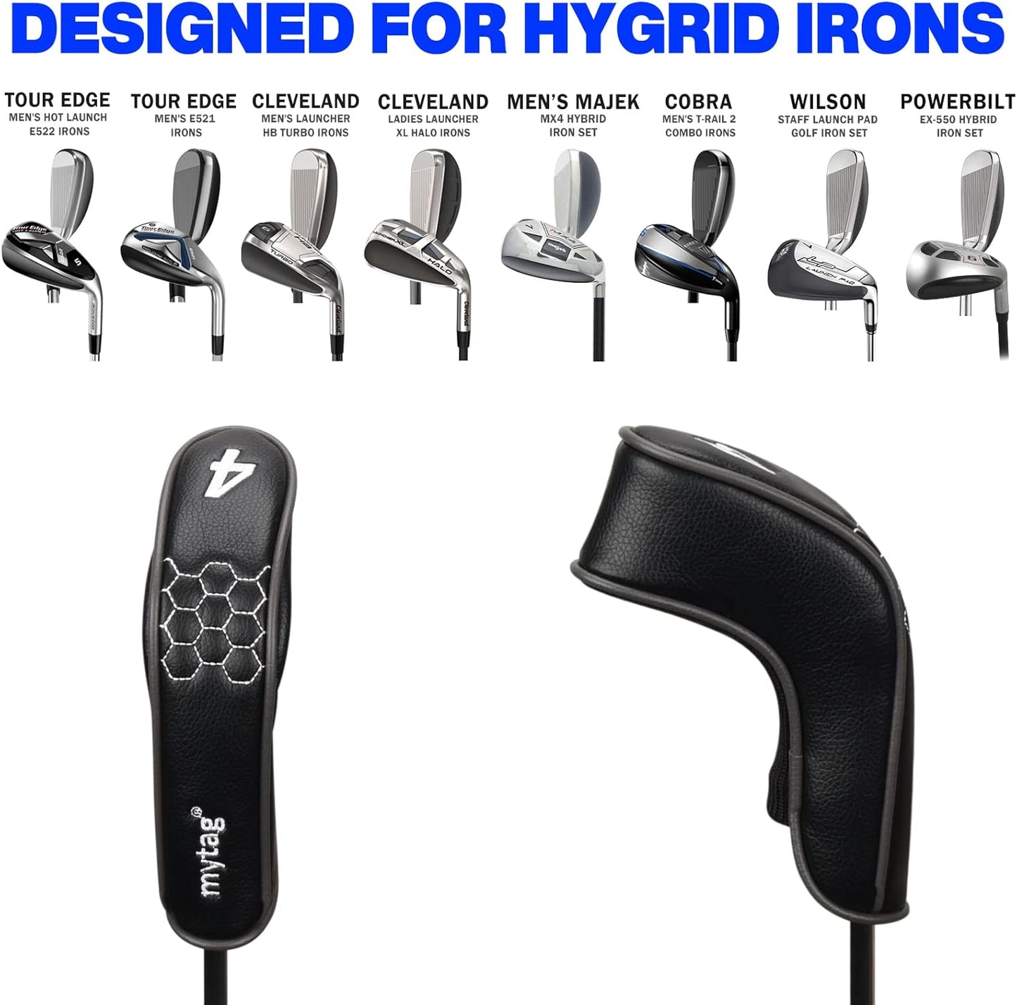 mytag 8PCS Golf Hybrid Iron Covers Set, Knit Hybrid Head Covers, Fits Cobra T Rail, Cleveland