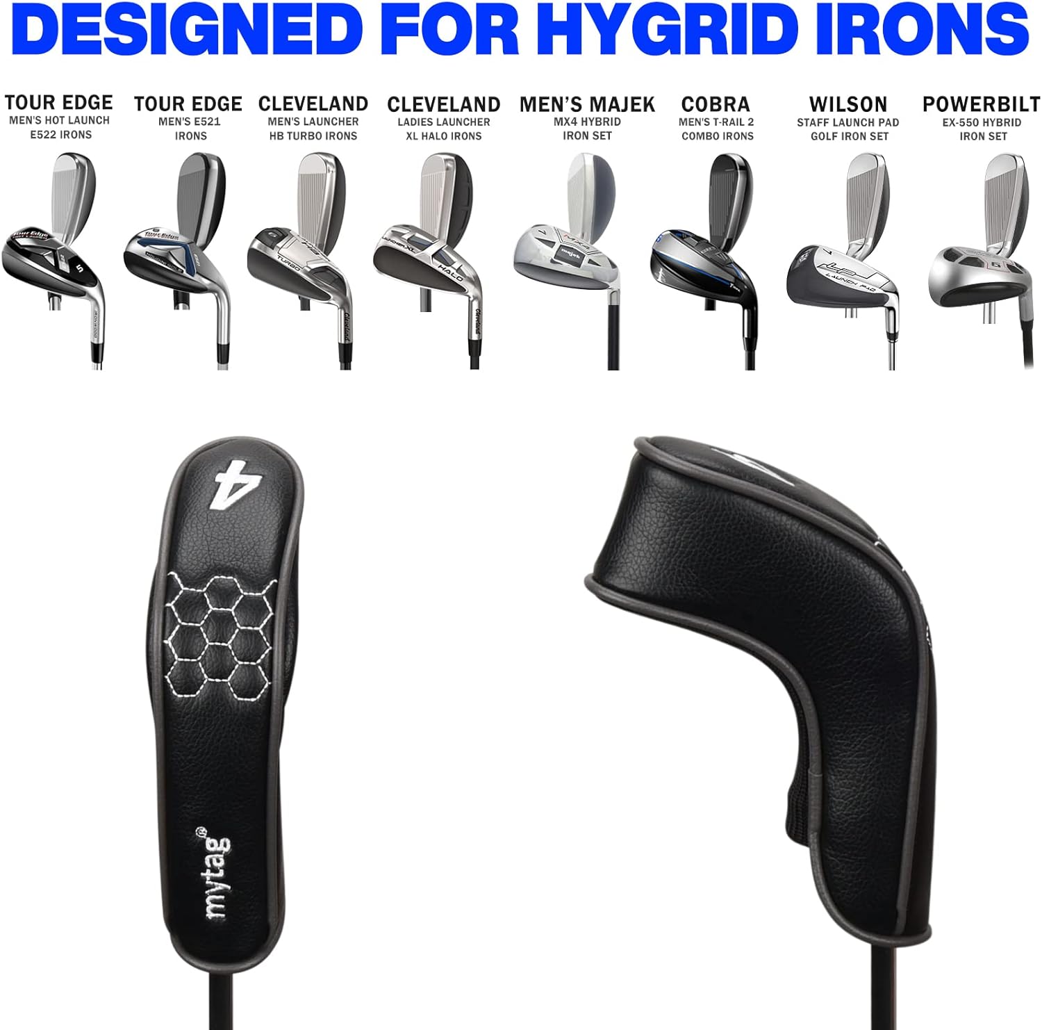 mytag 8PCS Golf Hybrid Iron Covers Set, Knit Hybrid Head Covers, Fits Cobra T Rail, Cleveland