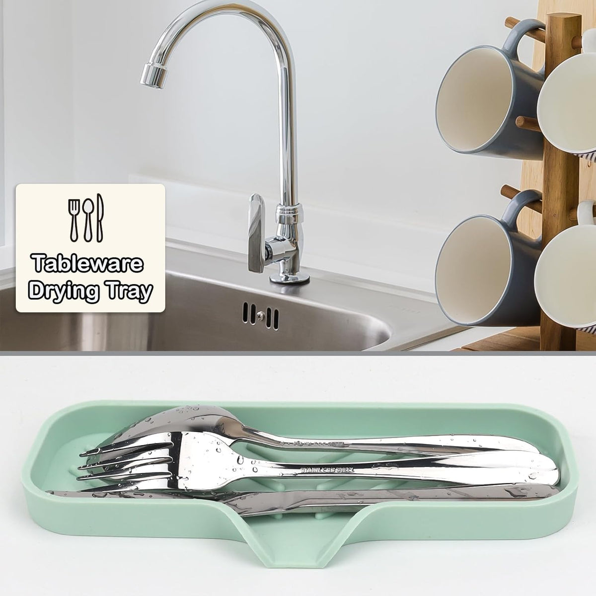 YASMEN Silicone Bathroom Soap Dishes, Sink Sponge Holder for Kitchen, Rubber Soap Dish with Drain
