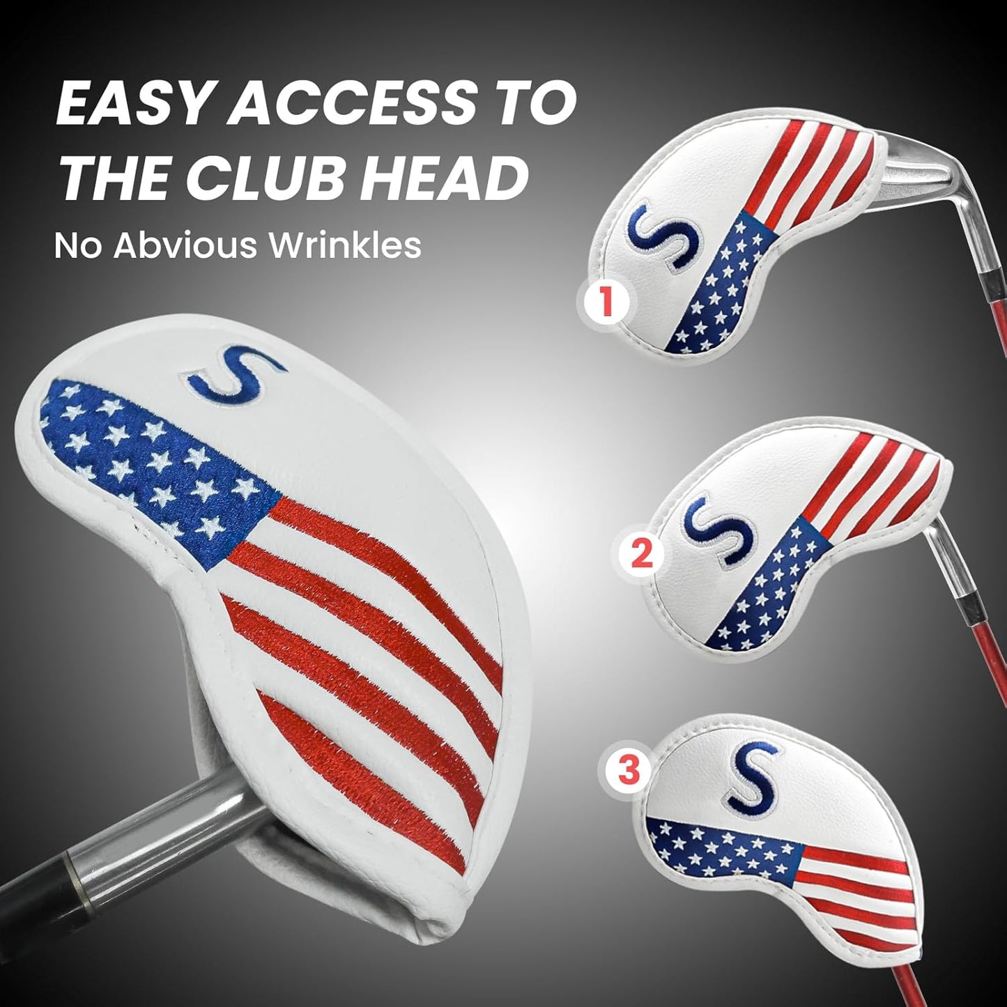 FINGER TEN Golf Club Covers for Irons Magnetic Value 11 Pack, Synthetic Leather Deluxe Head Cover