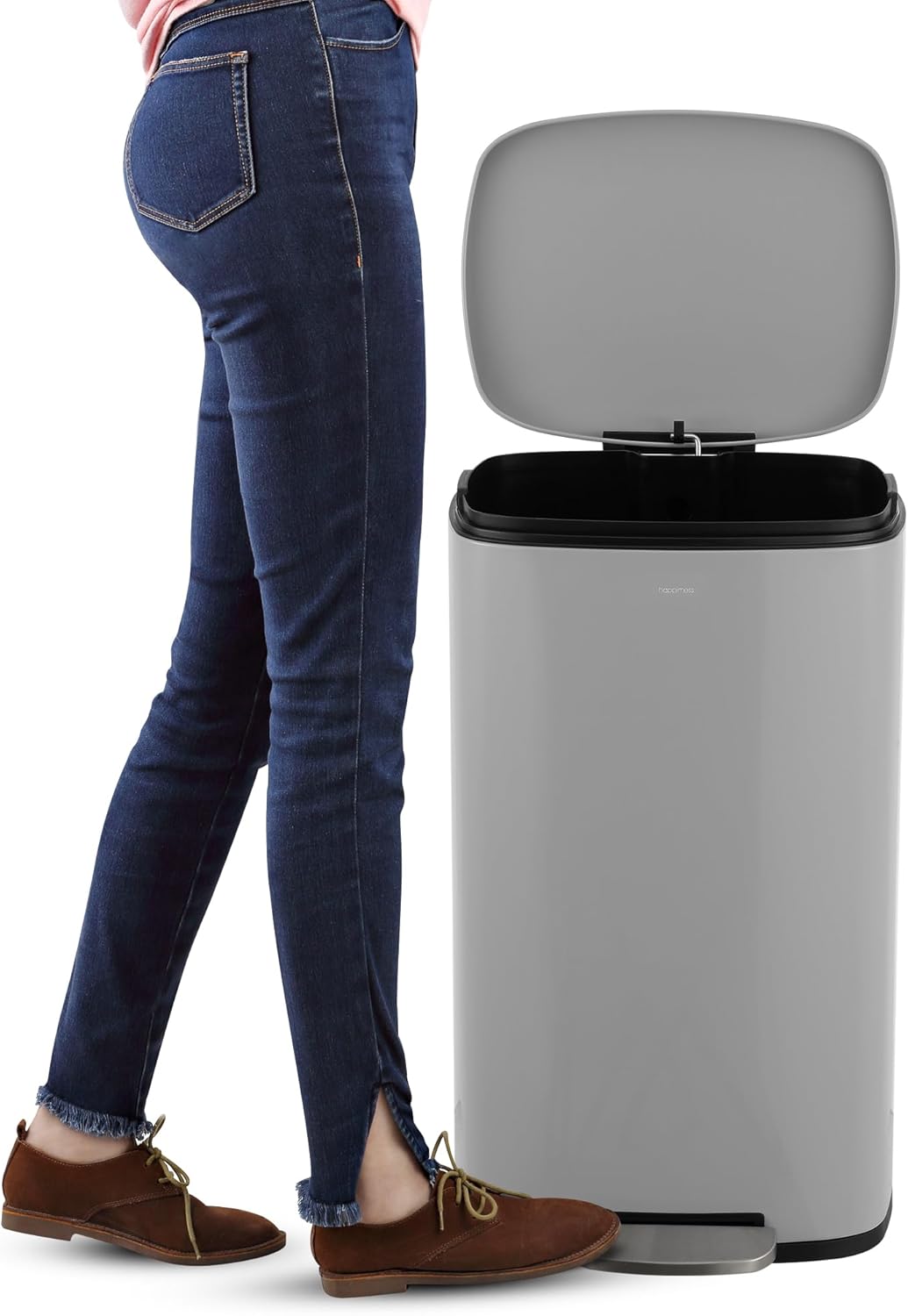 happimess HPM1011D Curtis 8-Gallon Step-Open Trash Can, Fingerprint Resistant, Modern, Minimalistic