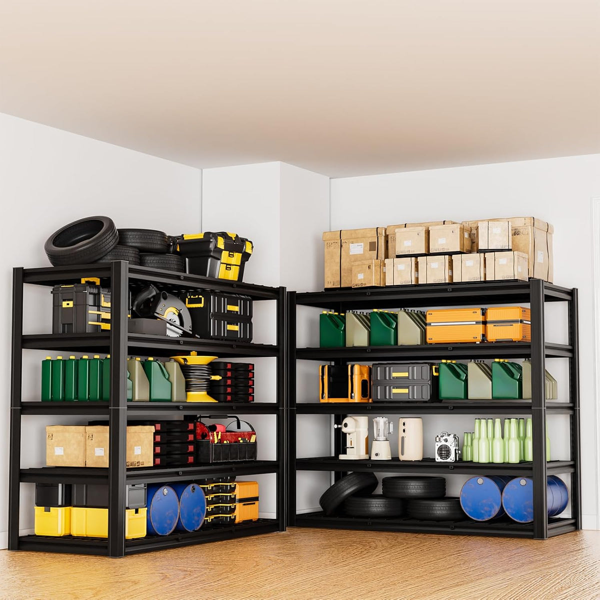 5-Tier 60”W x 24”D x 78”H Garage Shelving Adjustable Metal Storage Shelves 3000LBS Garage Shelving