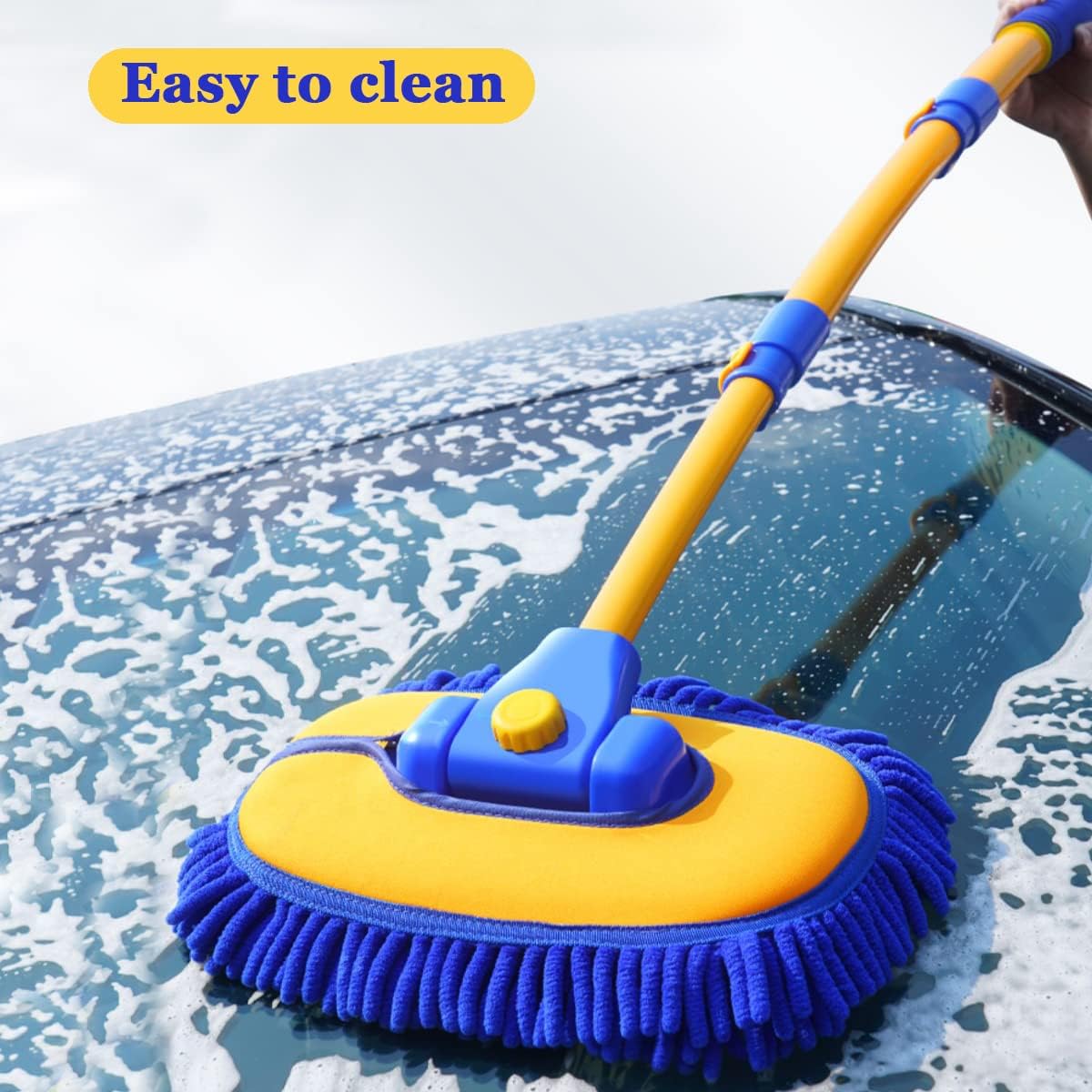 Car Wash Brush with Long Handle, Microfiber Towels Car Wash Kit Cleaning Supplies, Car Wash Mop