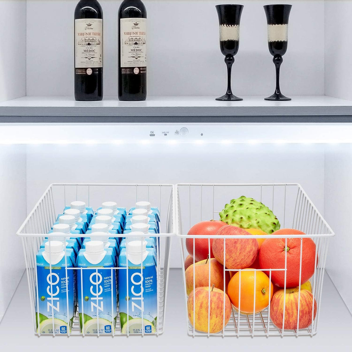 16inch Farmhouse Freezer Wire Baskets Organizer Storage Bins Large Organizer Baskets with Handles