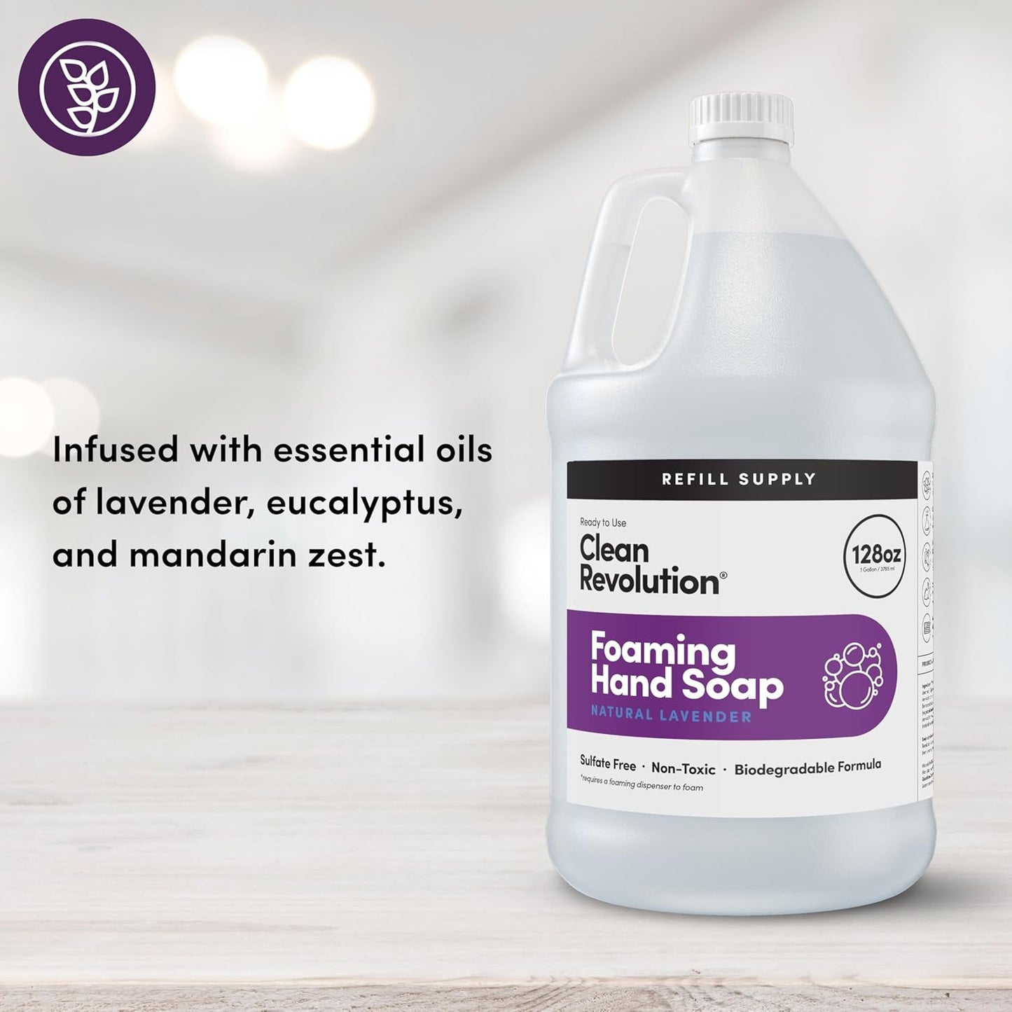 Clean Revolution Foaming Hand Soap Refill Supply Container, Ready to Use Formula, Gluten Free