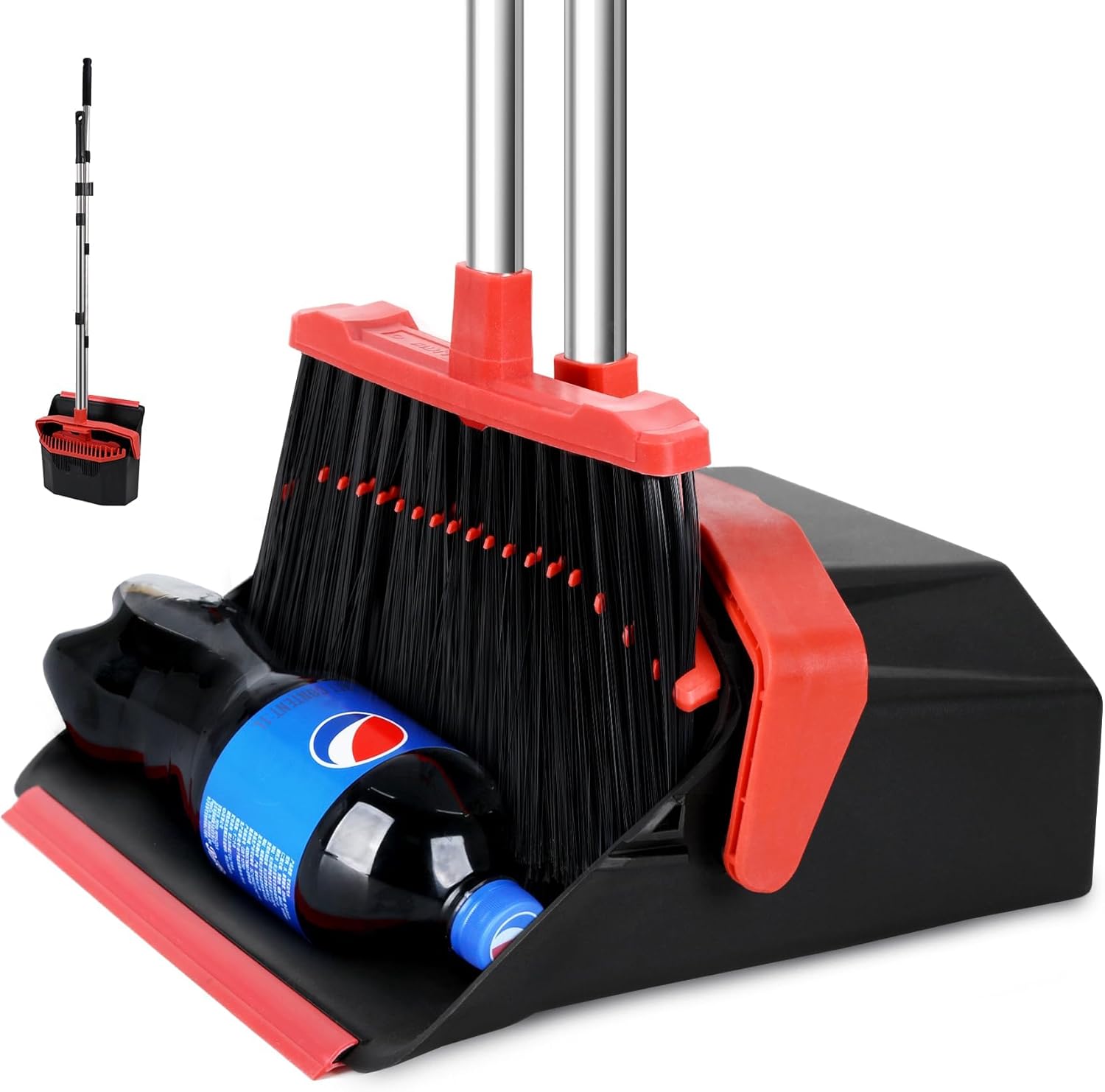 Upgrade Broom with Dustpan Combo Set, Broom and Dustpan Set with 51'' Long Handle, Dust Pan and
