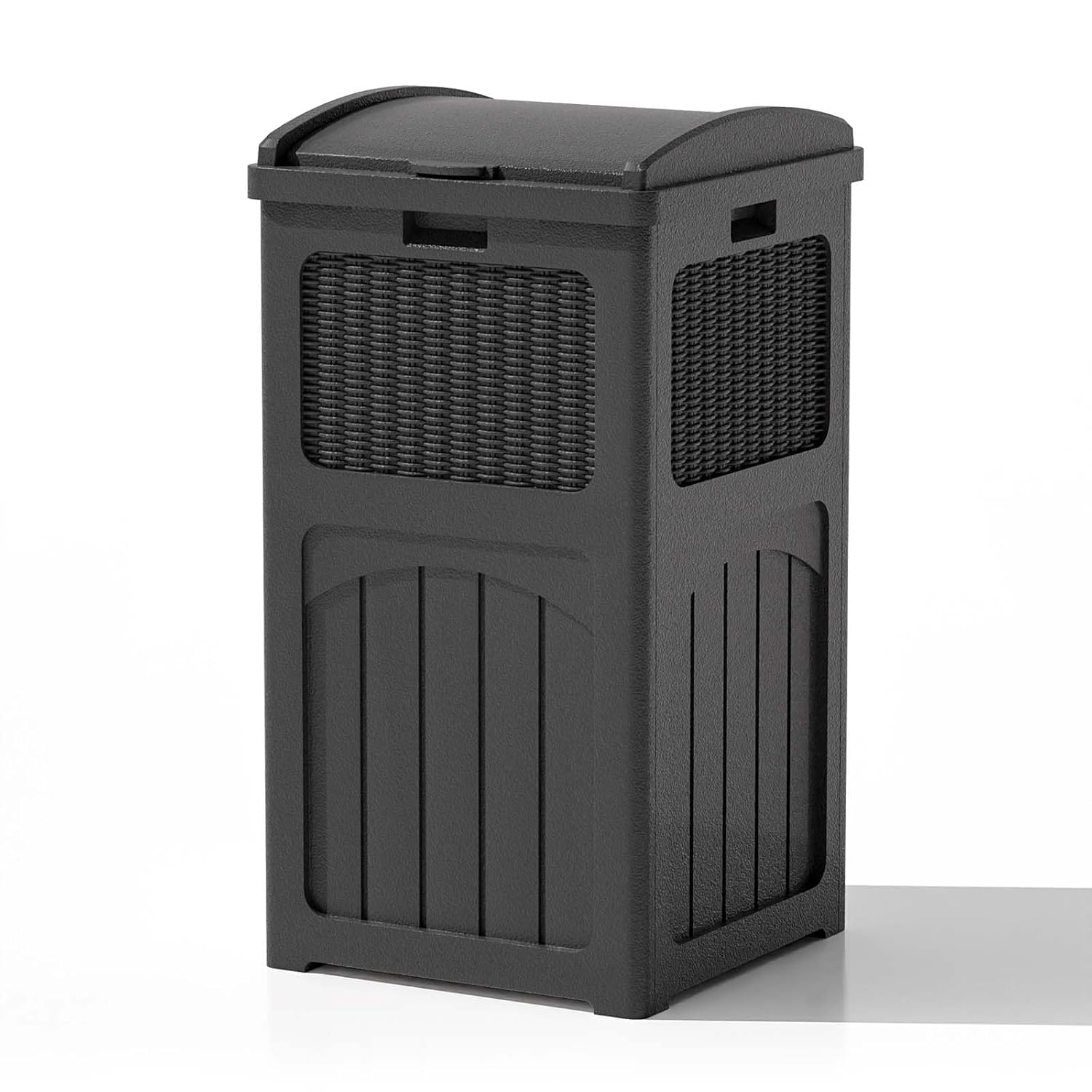 Patiowell 36 Gallon Outdoor Trash Can, Resin Outdoor Garbage Can with Lid for Patio, Backyard