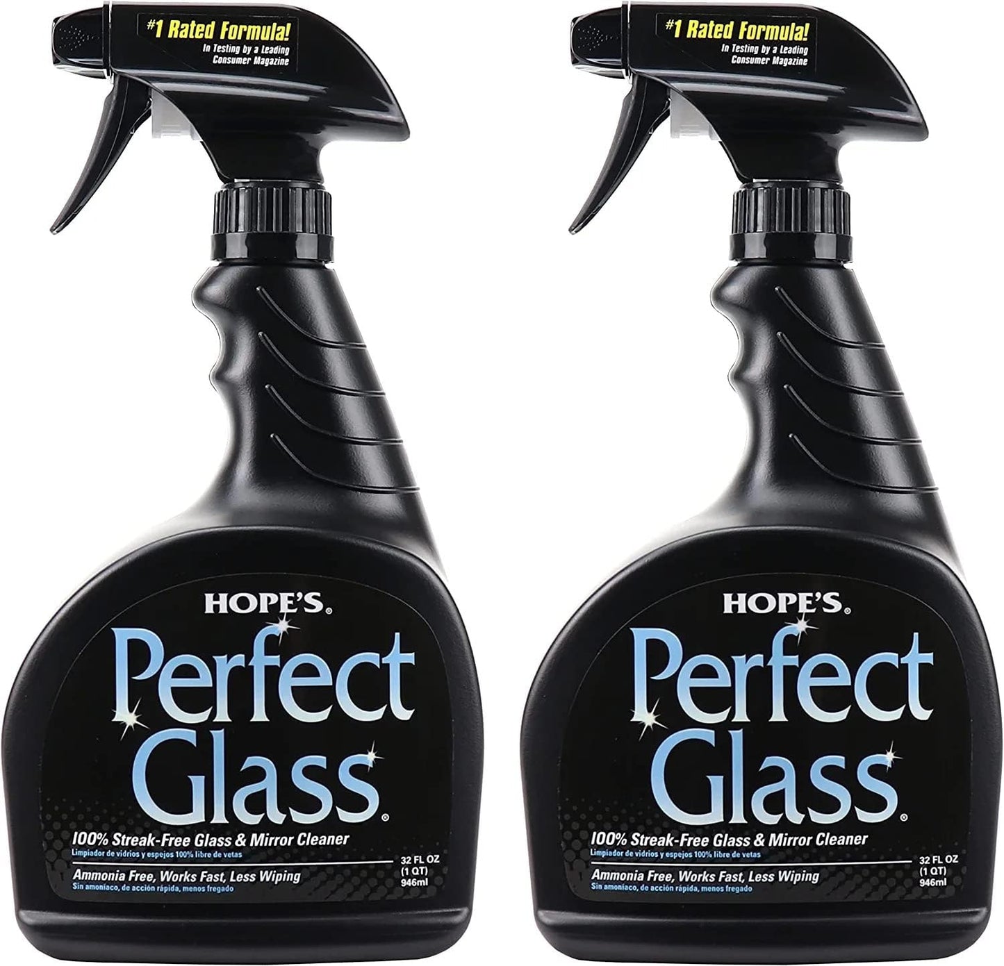 HOPE'S Perfect Glass Cleaner Spray, Streak-Free, Ammonia-Free Window, Mirror, Screen, Tinted Glass