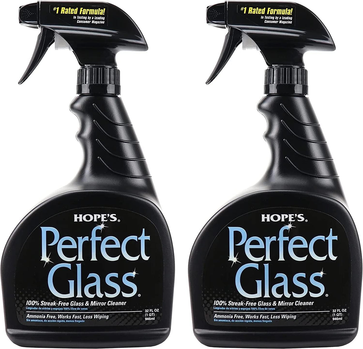 HOPE'S Perfect Glass Cleaner Spray, Streak-Free, Ammonia-Free Window, Mirror, Screen, Tinted Glass