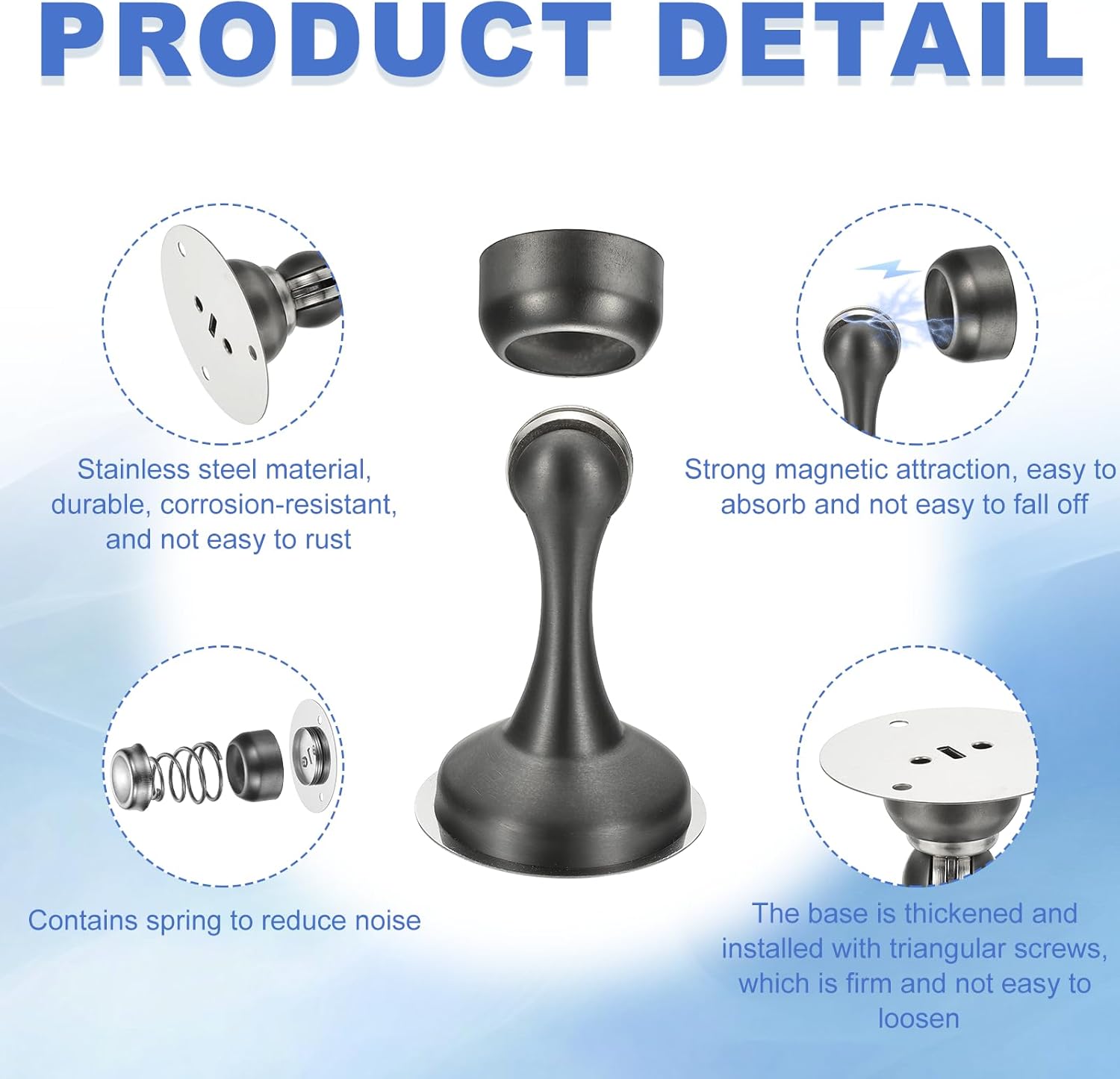 uxcell Magnetic Door Stopper, Stainless Steel Heavy Duty Door Holder, No Drilling Doors Knob Wall