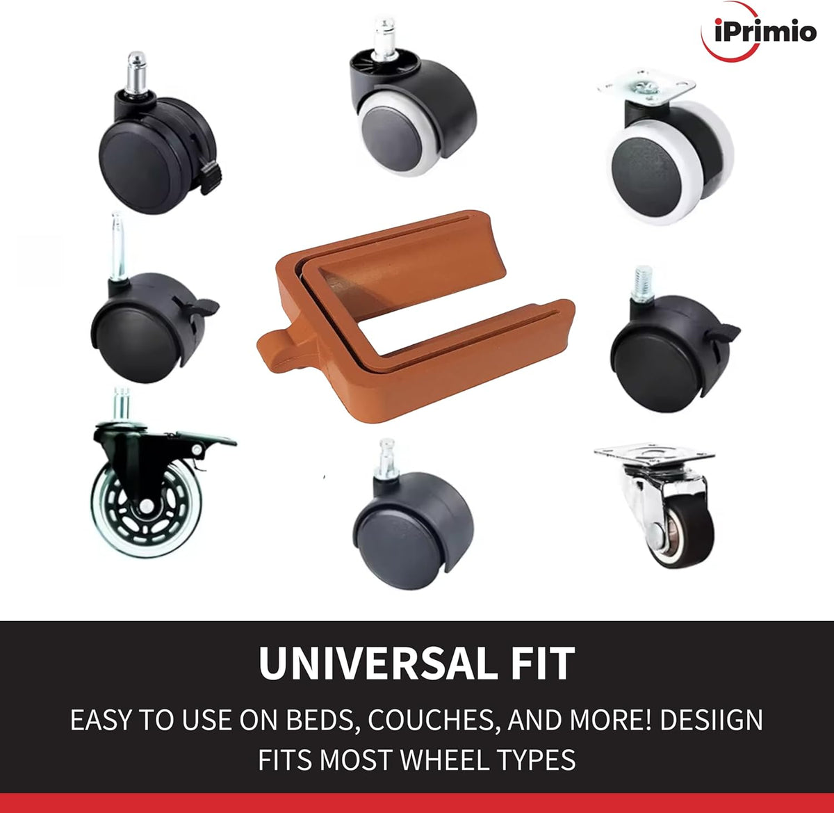 iPrimio No Lift Wheel Stoppers for Rolling Furniture - Bed and Furniture Stopper - Requires No