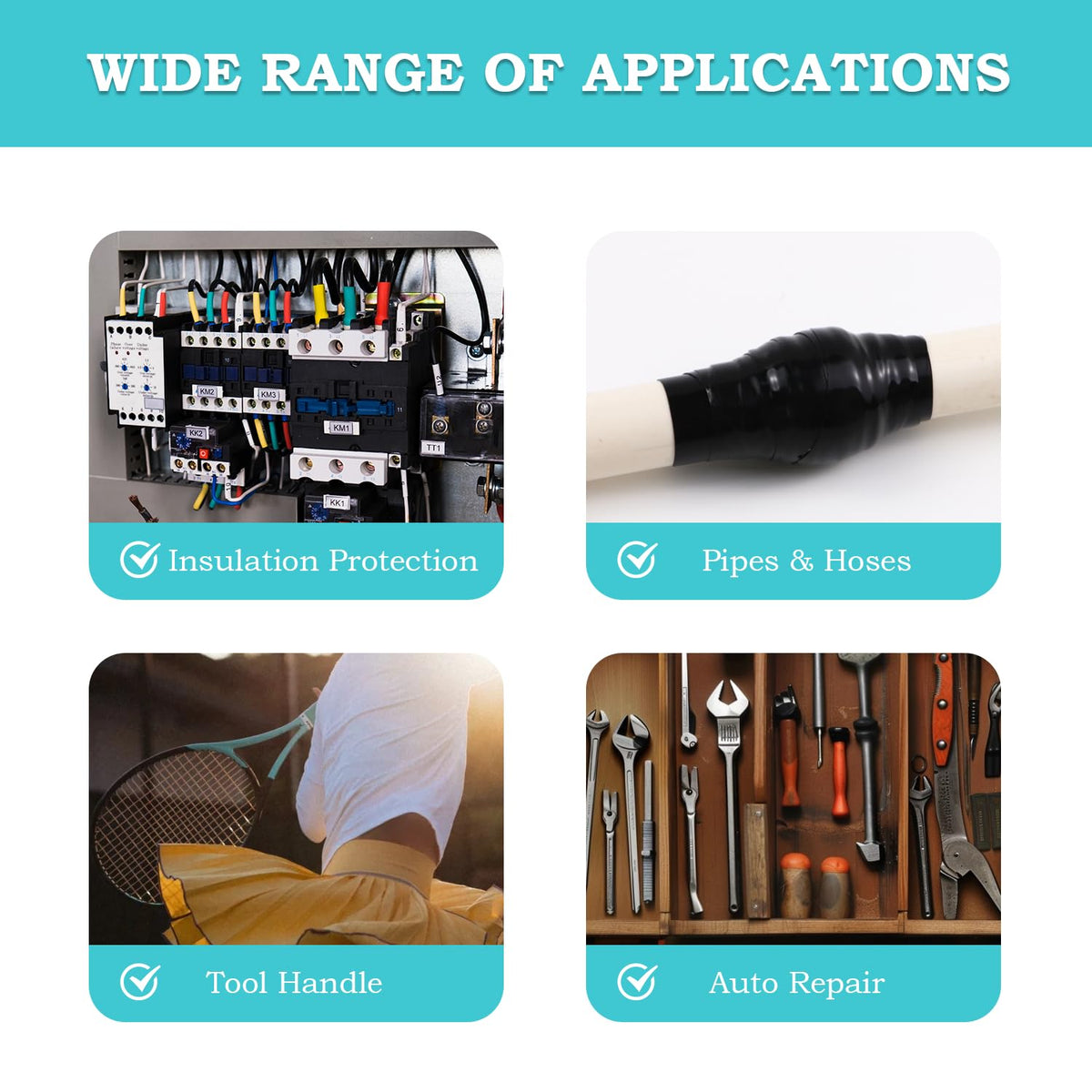 Self Fusing Silicone Tape 1 in x 16.4' Black Waterproof Rubber Leak Proof Sealing Silicone Rubber