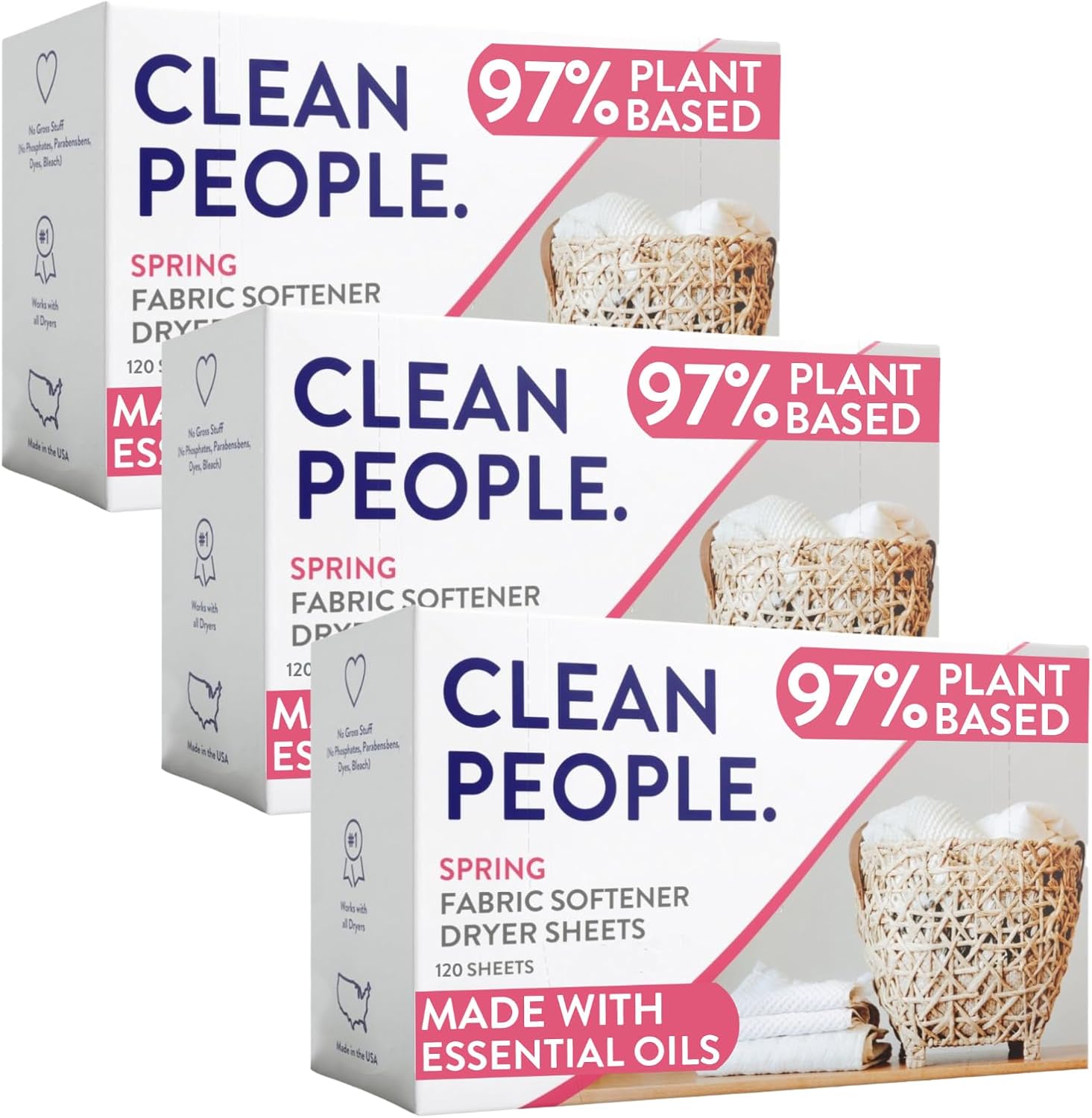 The Clean People Fabric Softener Sheets - Dryer Sheets - Softens & Removes Static Cling - Vegan