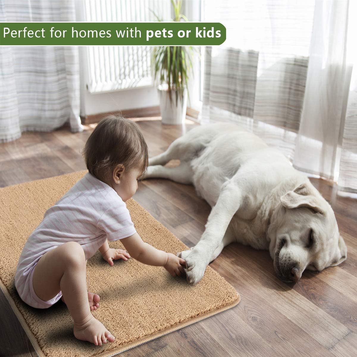 REFETONE Indoor Door Mat, Front Back Door Mat, Non-Slip Absorbent Resist Dirt Entrance Rug Inside