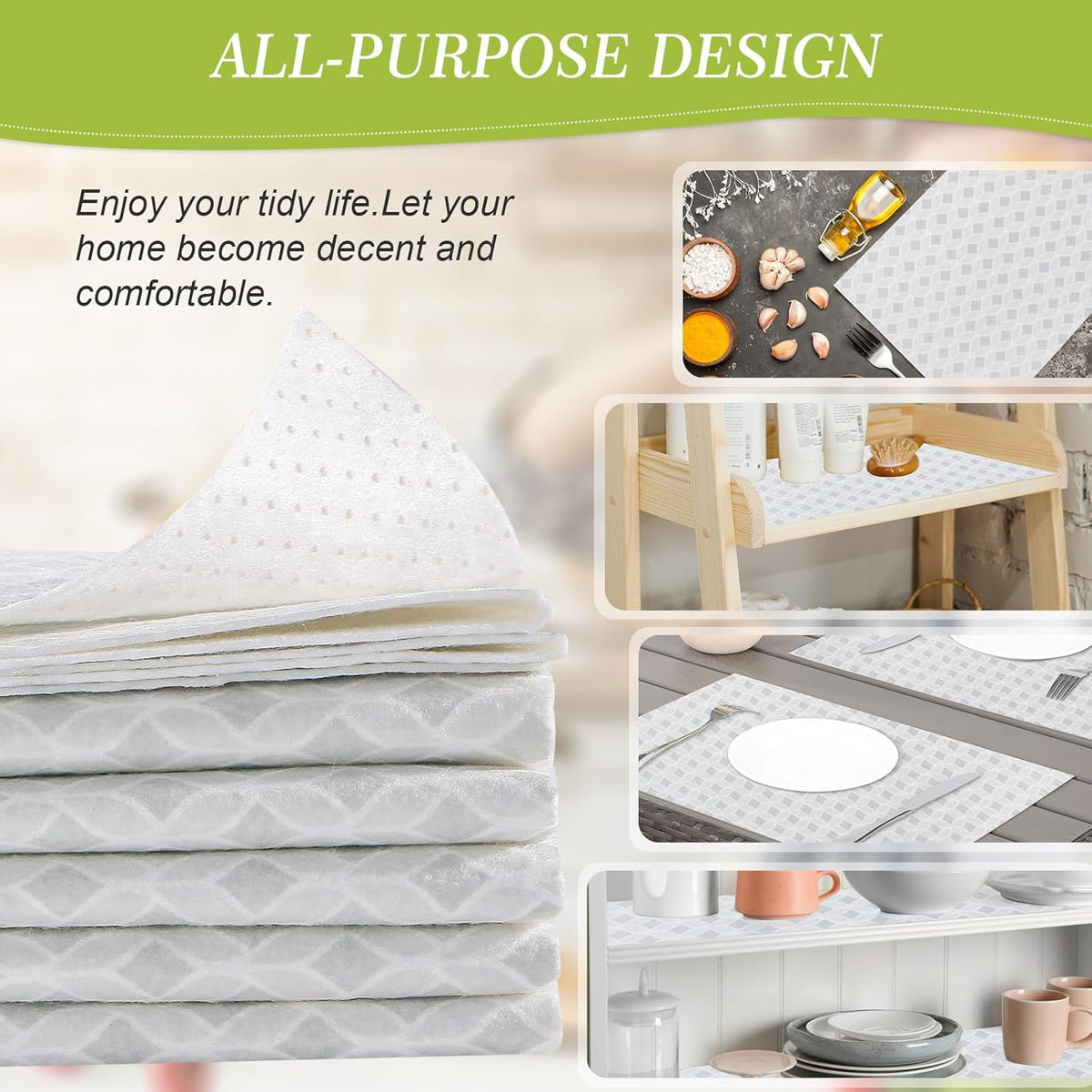 Cooyes Refrigerator Liners 17.7" x 24", Absorbent Strong Grip Fridge Liners Washable, Fridge Shelf