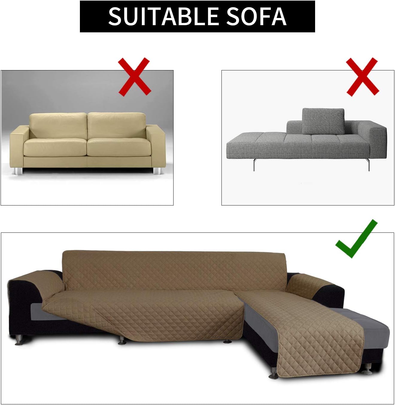 Easy-Going L Shape Sofa Slipcover - Sectional Couch Cover With Chaise Lounge - Reversible Furniture