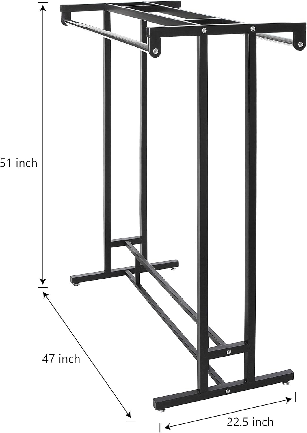 MyGift Black Stainless Steel Freestanding Garment Rack, Heavy Duty Double Rod Clothes Rack Clothing